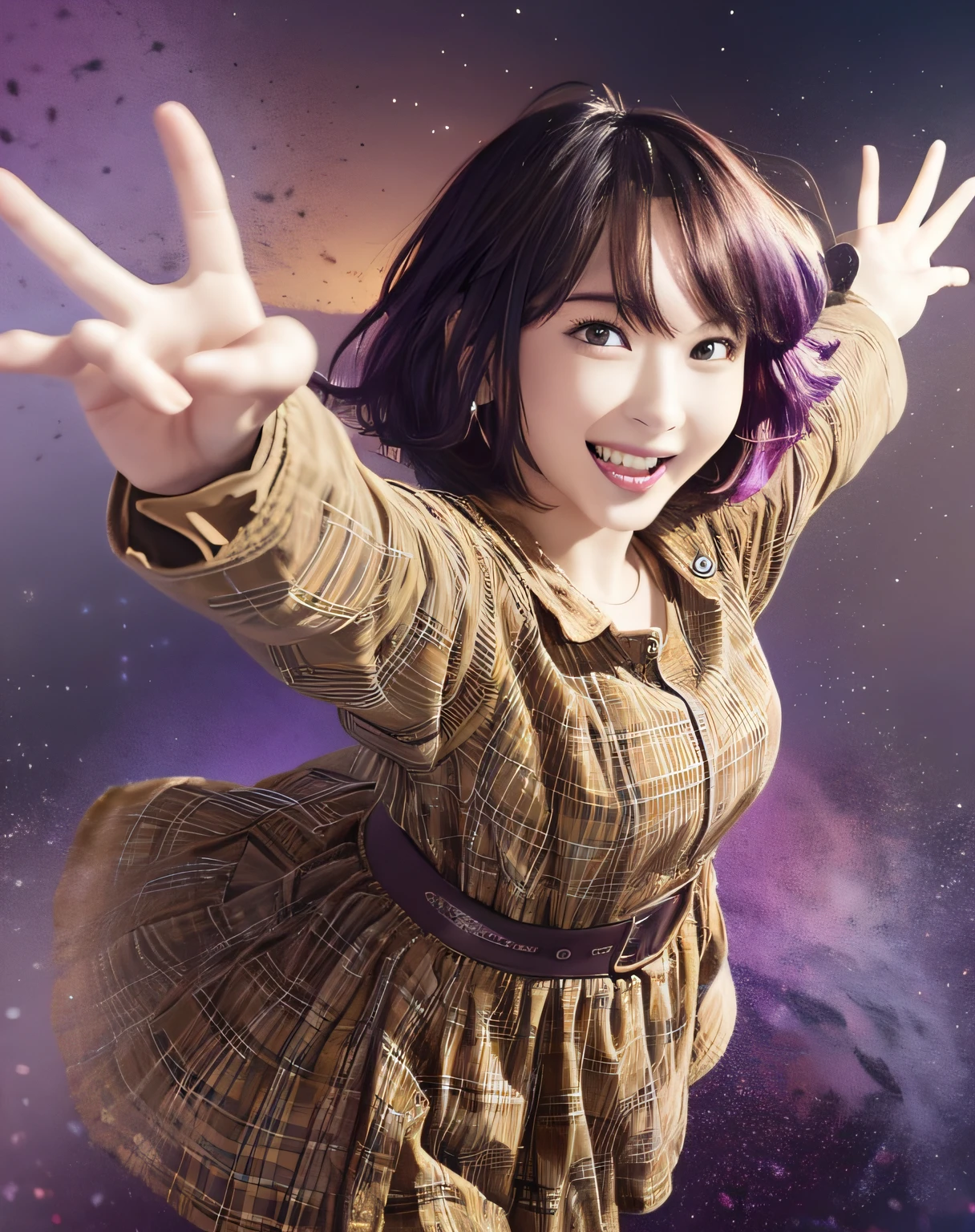1girl, full body, cowboy shot,
(Rembrandt), illustration, (masterpiece), (best quality), (ultra_detailed), finely detail, (Depth of field),
HshinoAi,gloves, tongue out, tongue, long hair, star \(symbol\), looking at viewer, (purple hair:1.2), purple eyes, upper body, hair ornament, :p, frills, pink shirt, smile, sleeveless, shirt, idol, symbol-shaped pupils, hands up, bangs, one side up, star-shaped pupils, arms up,
dress pull,
Roaring Twenties, isometric, from above, sky, flower, cliff,