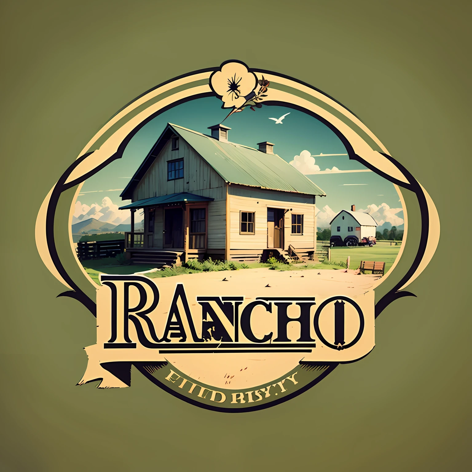 logo, with letters PS Rancho, with house farm, modern, emblem --auto --s2