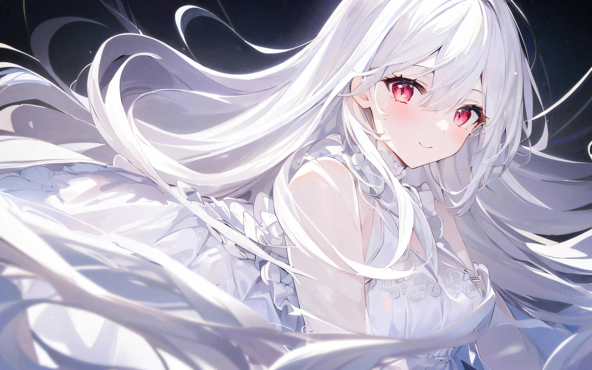 1girl, full body, denim photo, (Rembrandt), illustration, (masterpiece), (best quality), (ultra_detailed), finely detail, (Depth of field), gloves, long hair, star\ (symbol\), looking at viewer, (Silver hair:1.2), red eyes, upper body, hair ornament, :p, frills, pink shirt, smile, sleeveless, shirt, idol, symbol-shaped pupils, hands up, brags smile, sleeveless, shirt, idol, hands up, bangs, side up, arms up, skirt pulling, roaring twenties, isometric, seen from above, sky, flowers, cliffs,