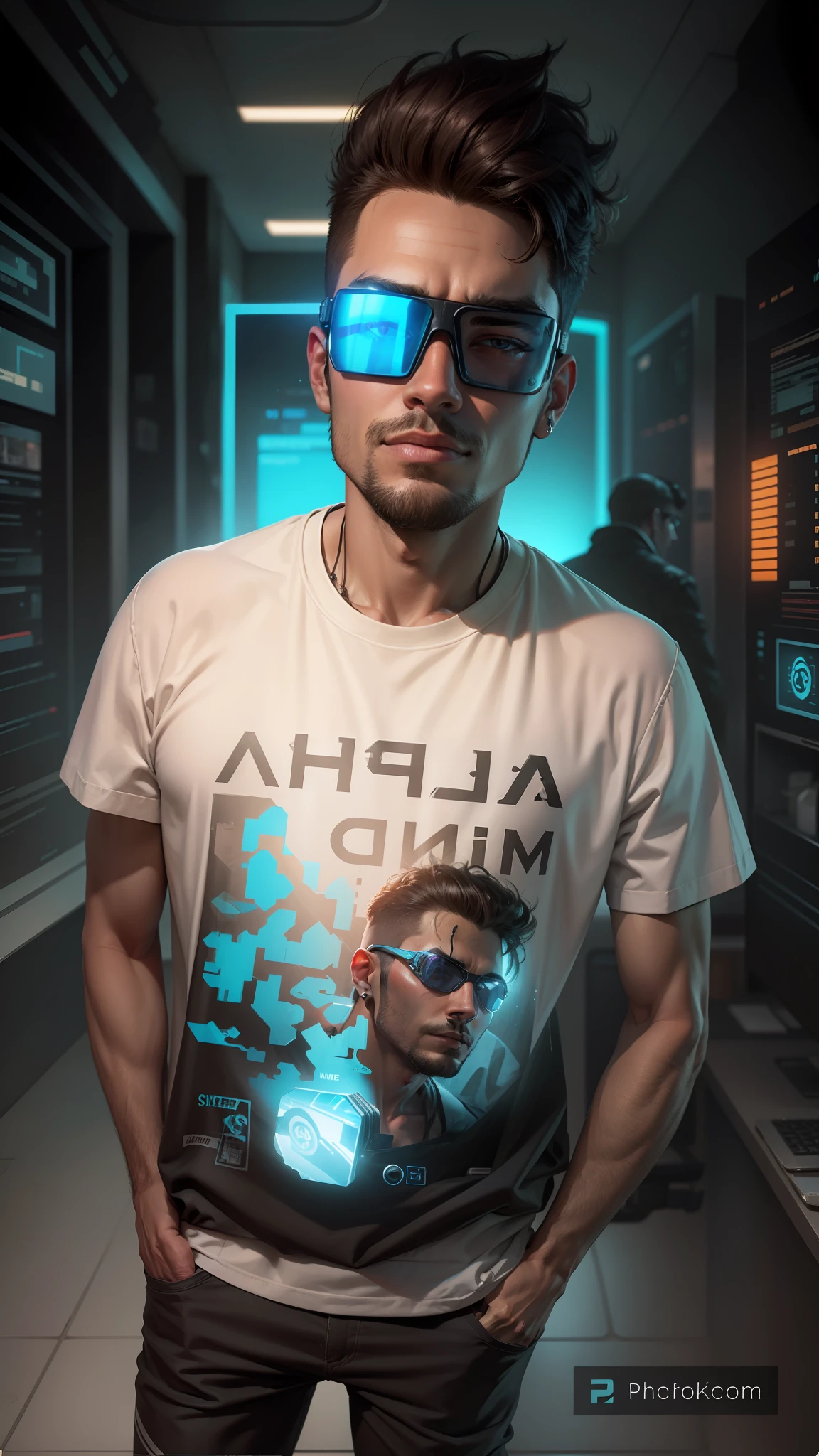 Change background cyberpunk background handsome boy with goggles 8k ultra realistic