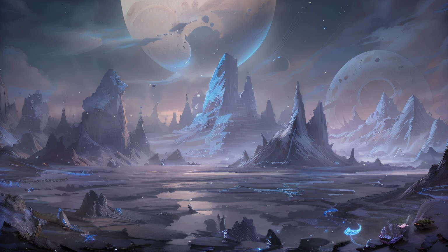 (enlarged: 1.1), mountains and a lake with a moon in the sky, 4k highly detailed digital art, 4k hd very detailed wallpaper, stunning fantasy landscape, sci-fi fantasy desktop wallpaper, unreal engine 4k wallpaper, 4k detailed digital art, sci-fi fantasy wallpaper, epic dreamlike fantasy landscape, 4k hd matte digital painting, 8k stunning art