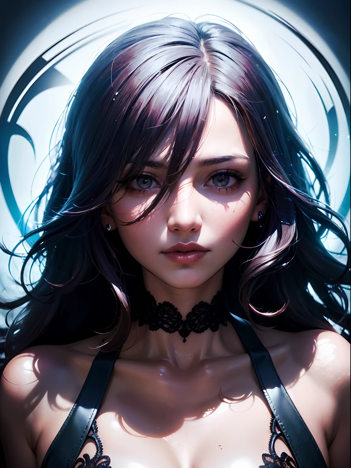 Colorful beautiful girl: a giru 8 , messy hair, oil painting, pretty perfect face with soft skin ice perfect face, blue-yellow, light purple and purple added, light red added, intricate details, splash screen, 8k resolution, masterpiece, cute face, artstation digital painting smooth very black ink flow: 8k resolution realistic masterpiece: Intricate details Fluid gouache: By Jean Baptiste Mongue: Calligraphy: Acrylic: watercolor art, professional photography, natural lighting, volumetric lighting, minimalism Photographic illustration: by Marton Bobzert:, complex, elegant, expansive, fantastical, wavy curls, vibrant