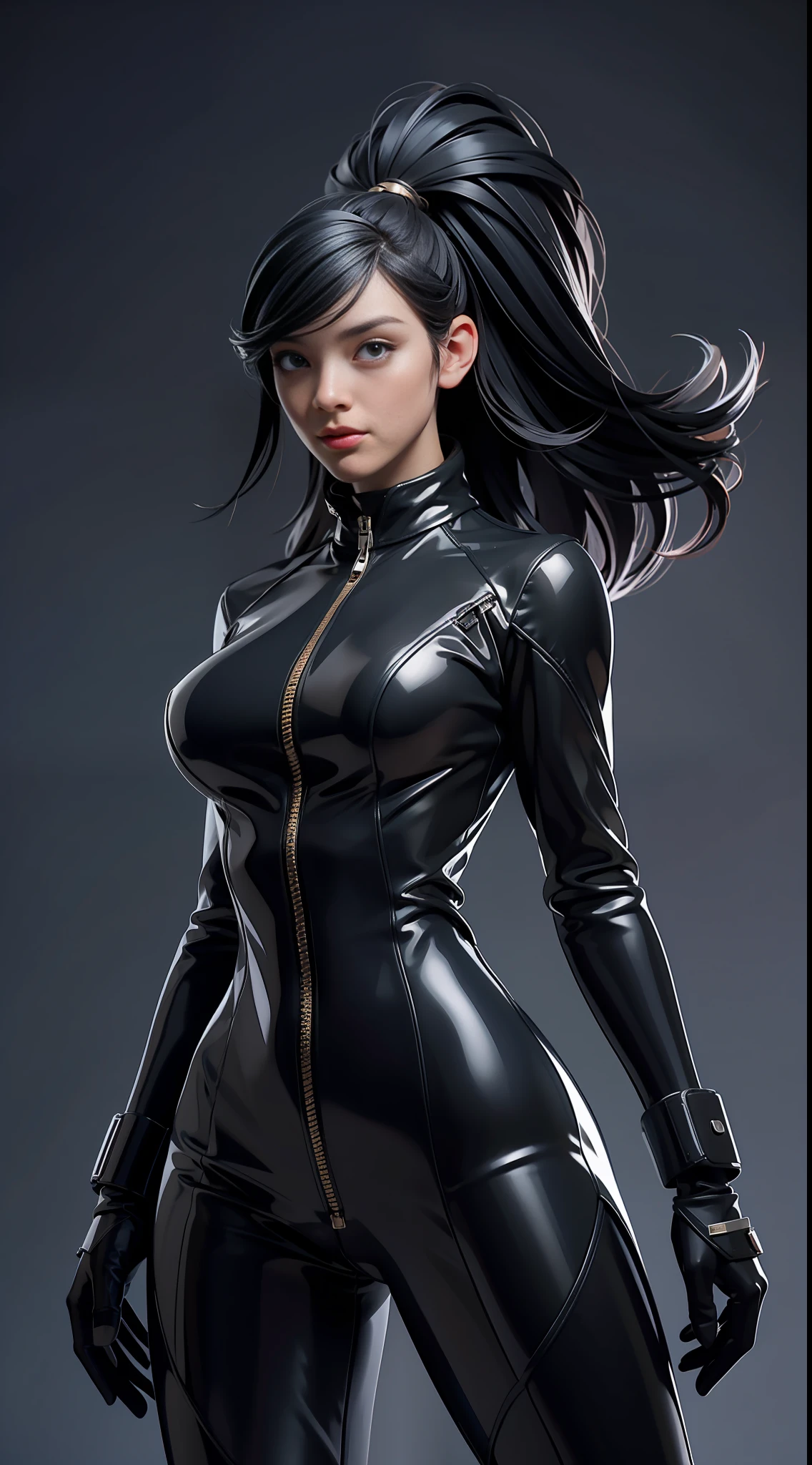 solo, super fine photo, portrait Unreal Engine 5 8K UHD of beautiful and mature girl, gorgeous, bob hair, black color scheme skin tight futuristic latex catsuit with straps, zipless, latex glove, latex belts, cyberpunk design, futuristic female biker, motorcycle full face helmet, beautiful make up, luxurious, best quality, masterpiece, official art, unified 8k wallpaper, super detailed, sharp focus, dynamic pose, body parts, no extra limbs, precisely anatomy