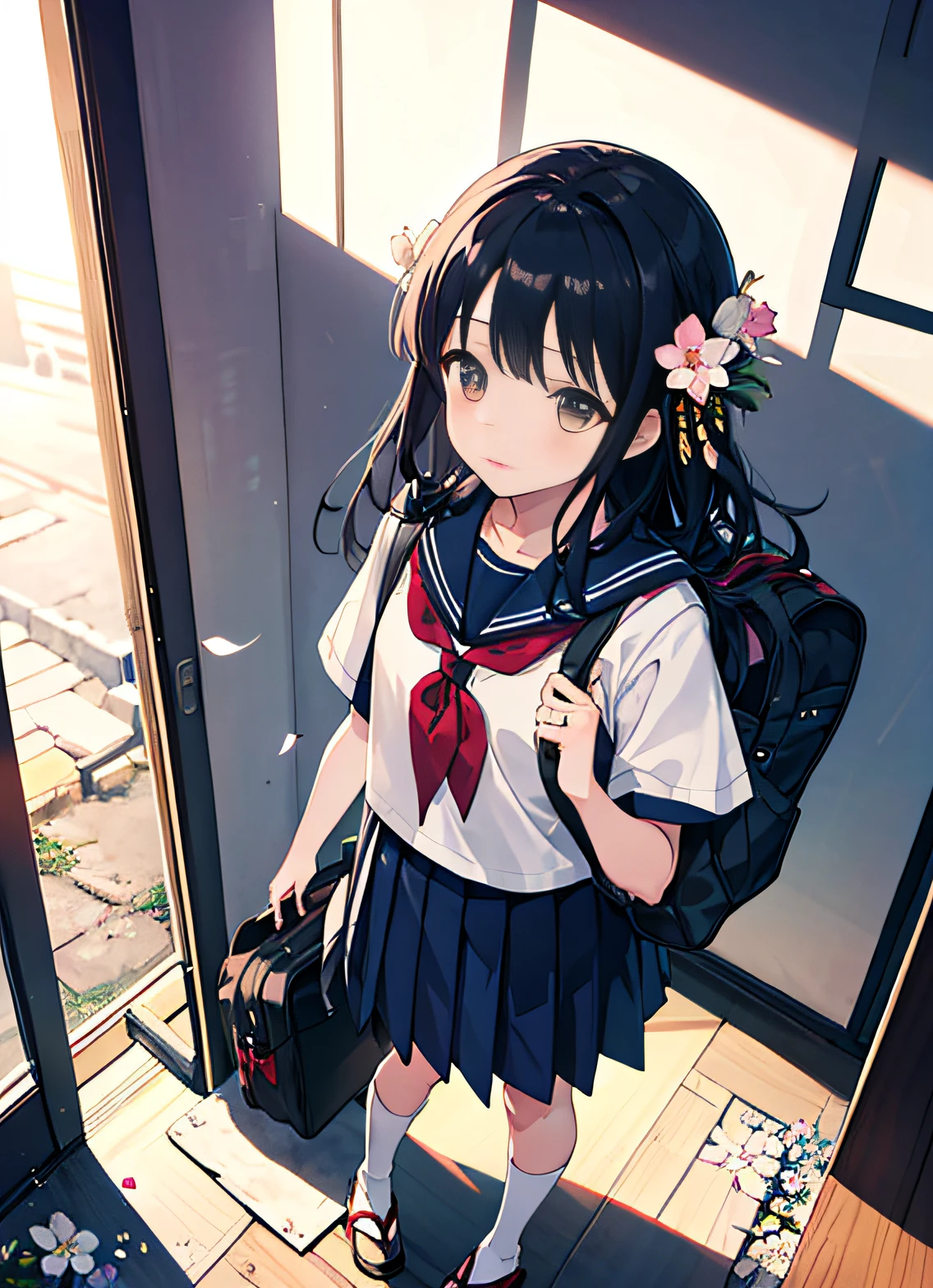 HUD, Best Quality, Best Detail, Ultra HD, 1 Beauty, Nun Dress, Suspenders, (Blood Stains: 1.5), Heavy Metal, Bobtail, Futuristic, Church, Enki Bilal, Hands on Chest, Eyes Closed, Grand, Spectacular Architecture. Outside. Vast sky, rain, ground light and shadow reflection, front, whole body,