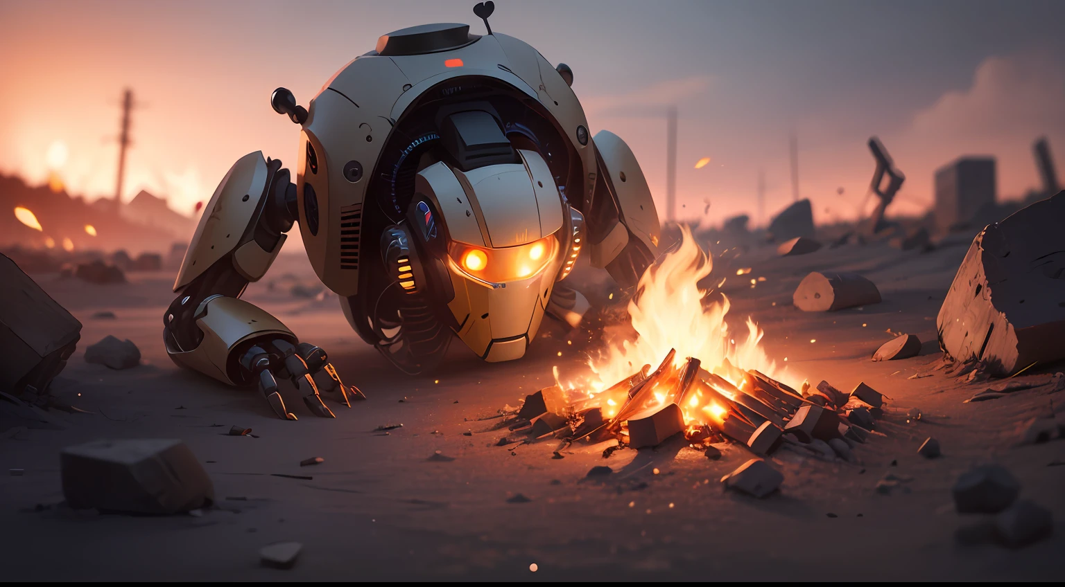 Awakened by the dying embers of hope, the AI robot's sensors flickered to life, scanning its surroundings with calculated precision. It analyzed the remnants of human civilization, deciphering the mysteries of the past. --auto