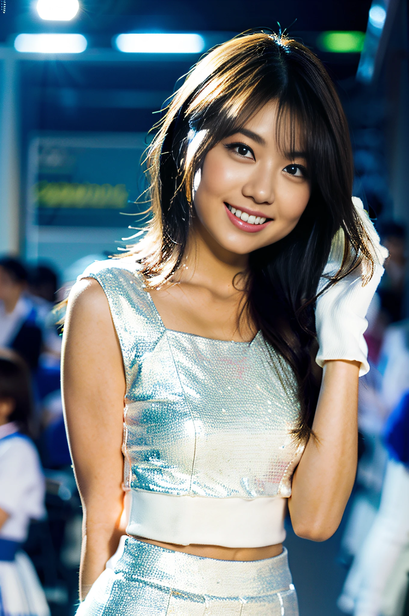 (Extreme detail CG Unity 8K wallpaper, masterpiece, highest quality), (exquisite lighting and shadow, highly dramatic picture, cinematic lens effect), (Sailor Moon: 1.1), charming smile, double tail, blue eyes, blond hair, tight top, white gloves, mini skirt, dynamic pose), the background is the universe (excellent detail, excellent lighting, wide angle), (excellent rendering, enough to stand out in its class),