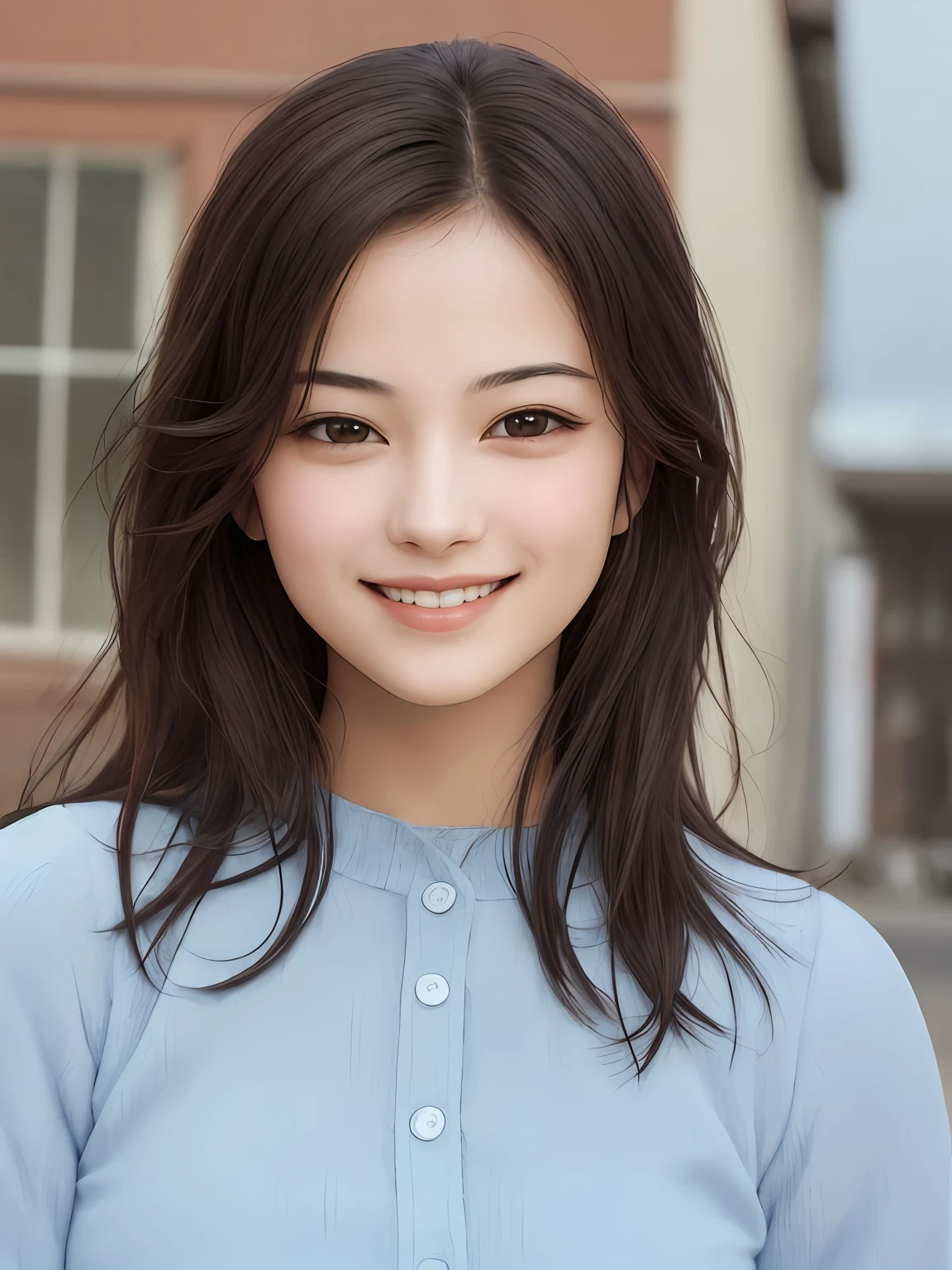 Realistic pictures of cute girls, smiling faces,