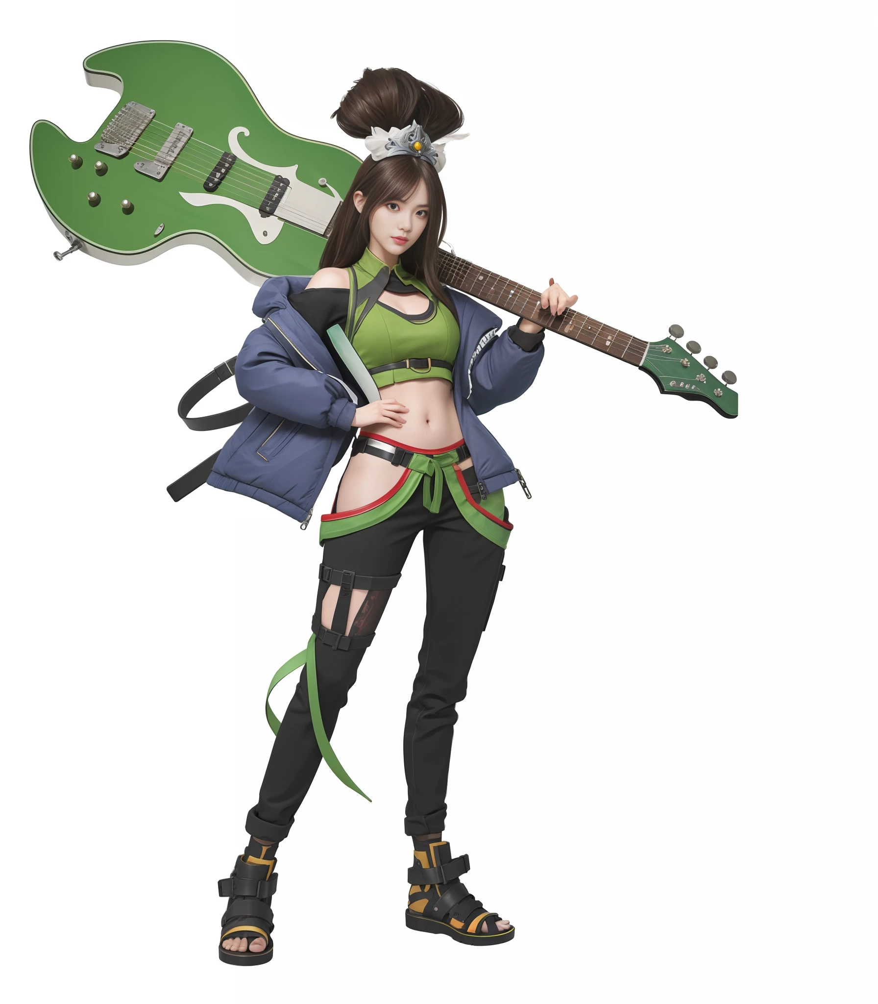 Girls, Guitar & Jacket, Katana Zero Video Game Characters, League of Legends Akali, Rogue Anime Girls, Guilty Gear Art Style, Official Character Illustration, Powerful Princess, Female Characters, Realism, Functional Style, Cyberpunk Character Art, Official Concept Art, Video Game Character Concept, Real Skin, Delicate Face, Full Body Drawing, Ultra Detailed, High Resolution, Extremely Detailed, Cinematic Light Texture, Beautiful, HD, Full Body, Delicate and Delicate, Brunette Hair, Blunt Bangs ,Beauty, Best Quality, super detail, masterpiece, fine detail, high resolution, 8k wallpaper, realistic details, skin details, clothing details, skin details, slim body,delicate and delicate, short hair, brunette hair, blunt bangs ,beauty, best quality, super detailed, masterpiece, fine detail, high resolution, 8k wallpaper, realistic