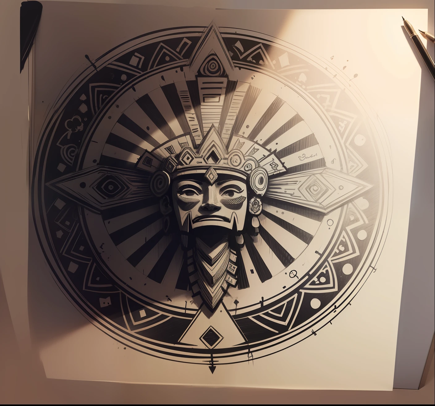 Aztec board sketch line drawing --auto