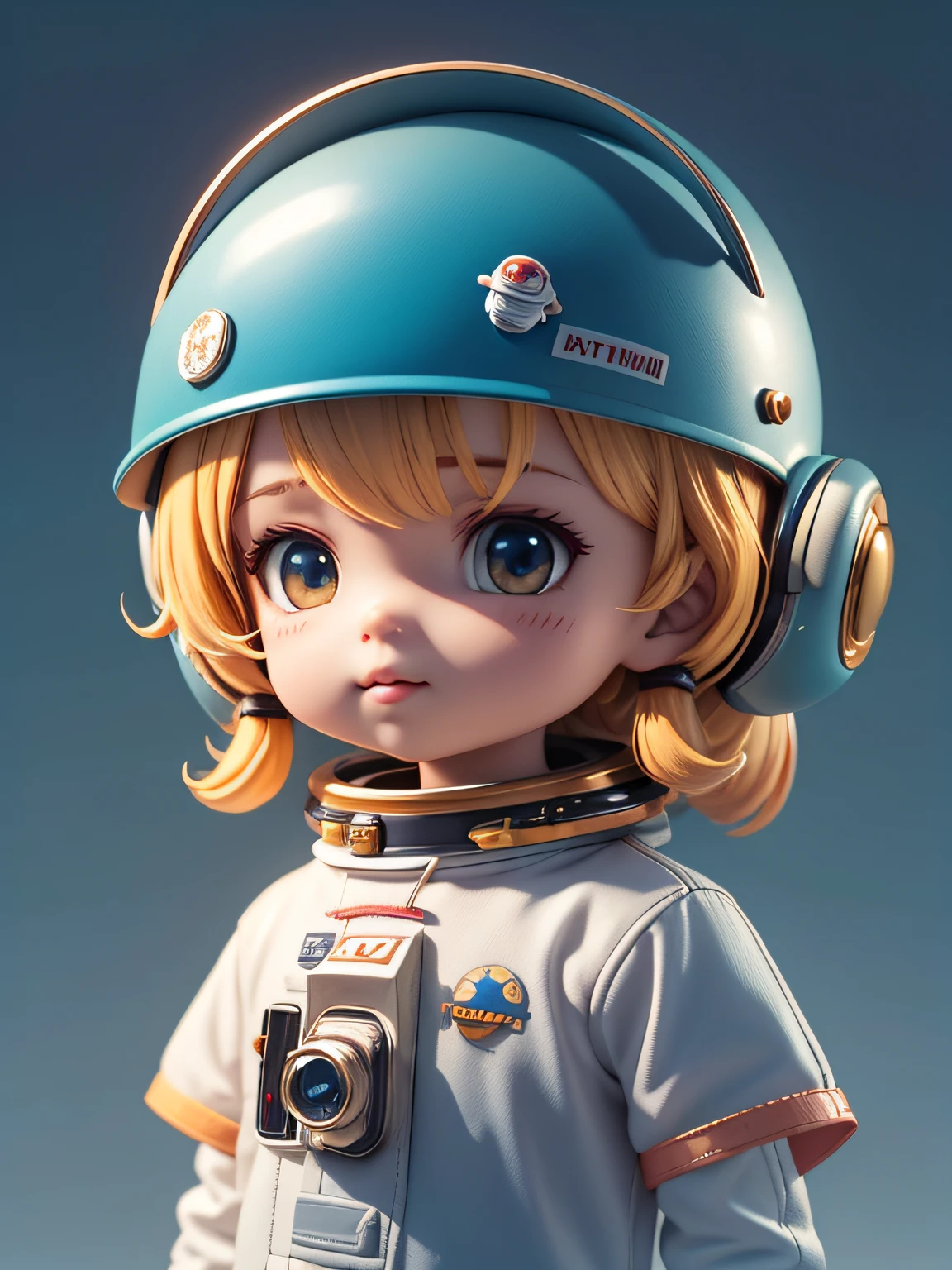 There is a little doll with helmet and helmet, cute 3d rendering, little astronaut looking up, portrait anime space cadet boy, cute 3d anime boy rendering, cute detailed digital art, male explorer mini cute boy, 3d rendering stylized, 3d rendered character art 8k, cute digital painting, anime style 3d, super detailed rendering