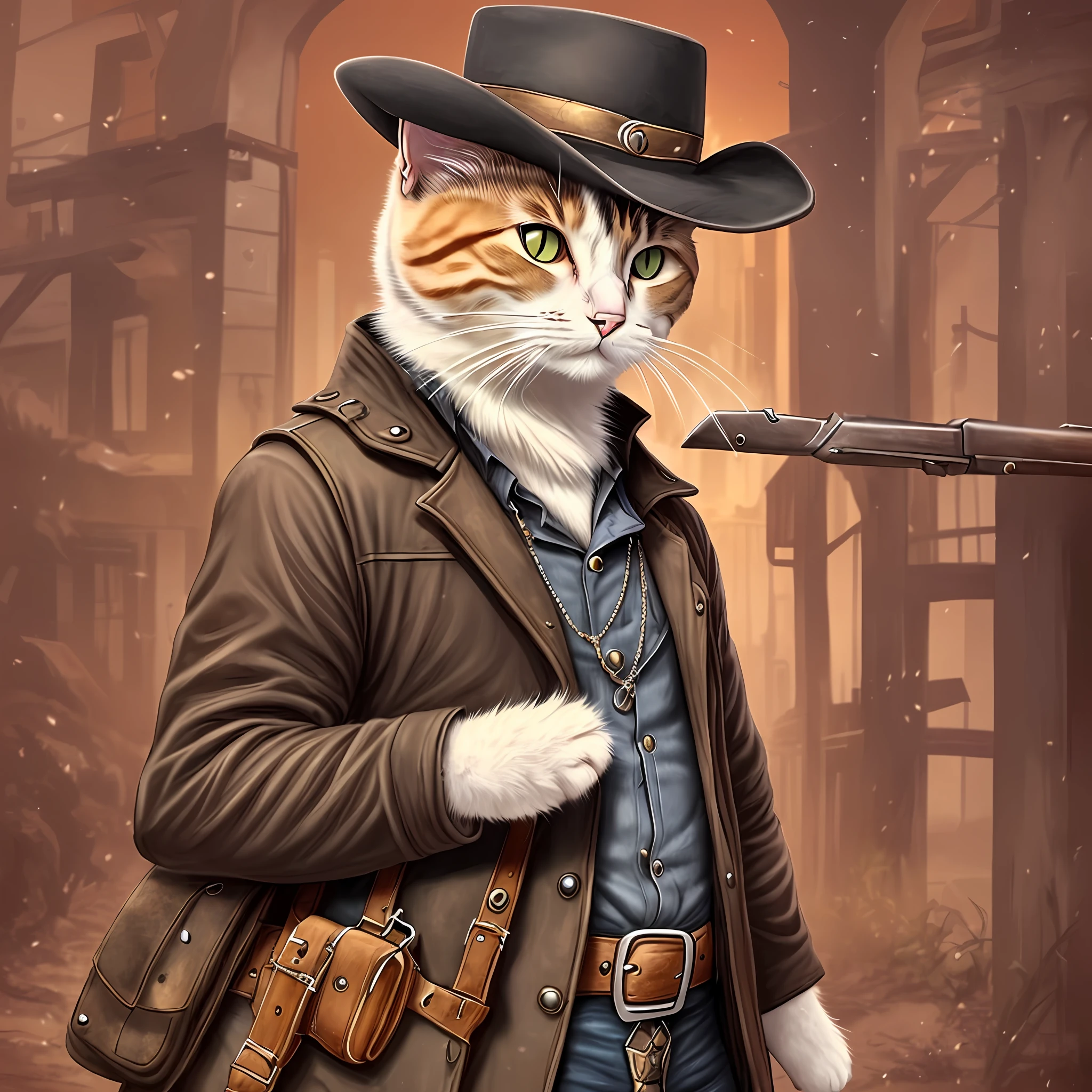 Gunslinger cat in the western