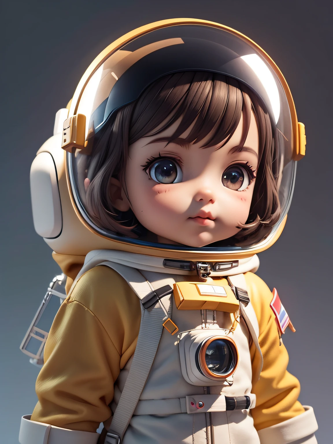 There is a little doll with helmet and helmet, cute 3d rendering, little astronaut looking up, portrait anime space cadet boy, cute 3d anime boy rendering, cute detailed digital art, male explorer mini cute boy, 3d rendering stylized, 3d rendered character art 8k, cute digital painting, anime style 3d, super detailed rendering
