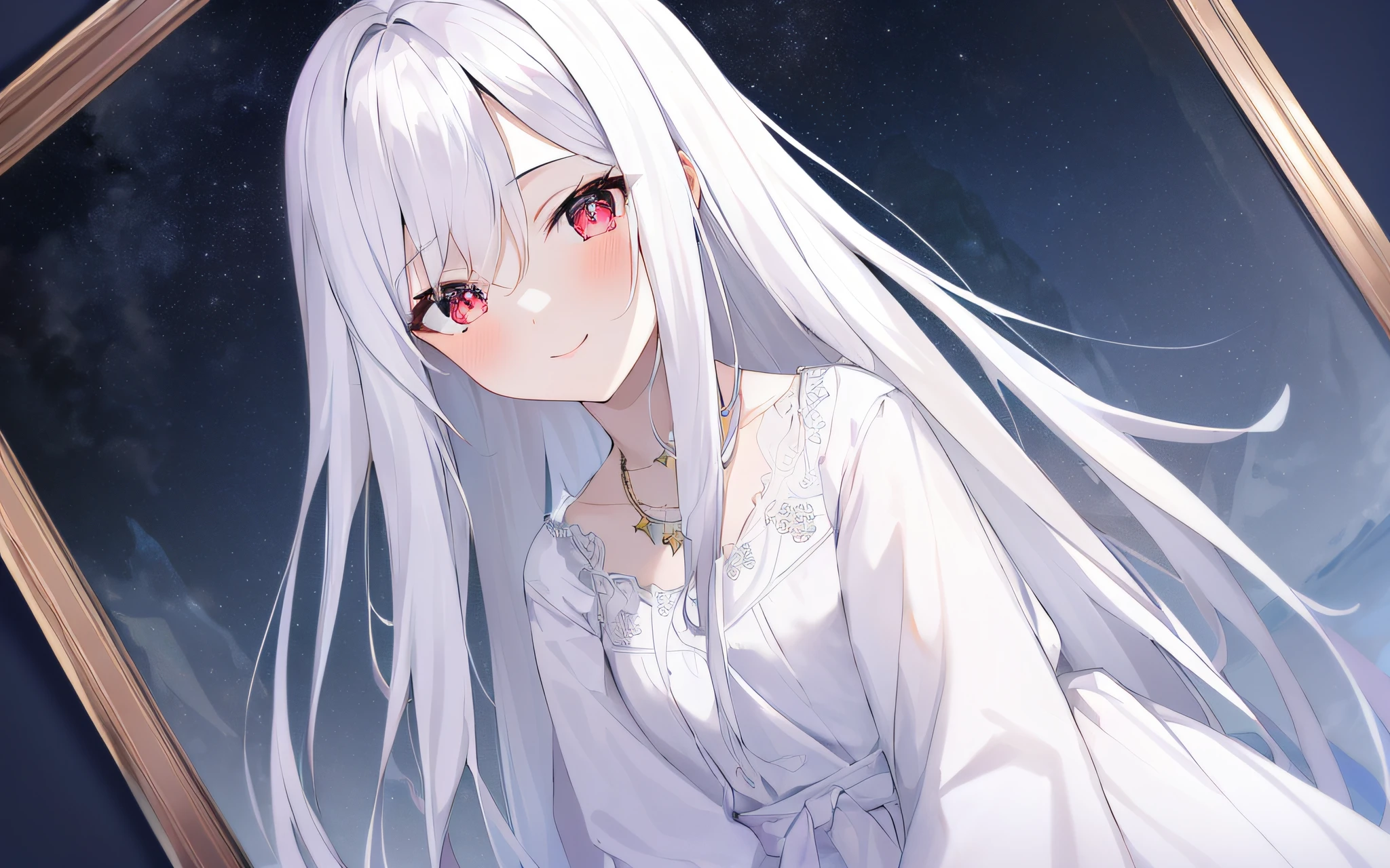 1girl, full body, denim photo, (Rembrandt), illustration, (masterpiece), (best quality), (ultra_detailed), finely detail, (Depth of field), gloves, long hair, star\ (symbol\), looking at viewer, (Silver hair:1.2), red eyes, upper body, hair ornament, :p, frills, pink shirt, smile, sleeveless, shirt, idol, symbol-shaped pupils, hands up, brags smile, sleeveless, shirt, idol, hands up, bangs, side up, arms up, skirt pulling, roaring twenties, isometric, seen from above, sky, flowers, cliffs,