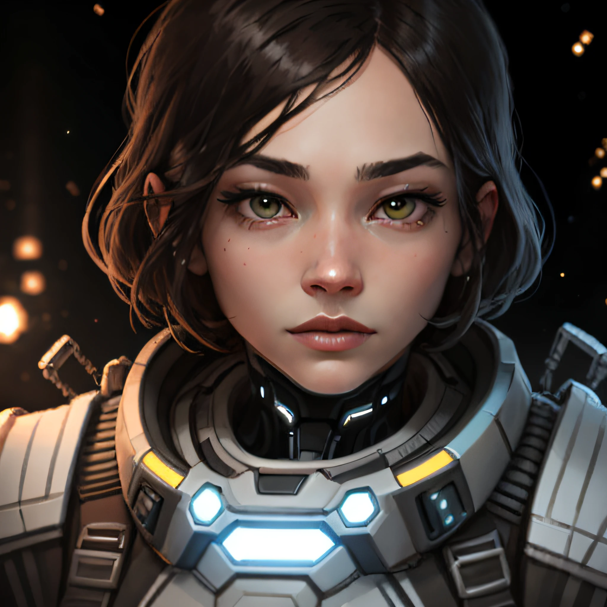 starsector, a portrait of a AI, blank background, face focus, high tech suit,