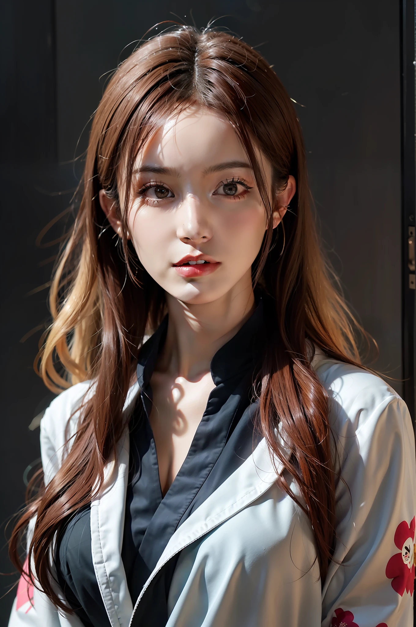 Sleeping girl, 22 years old, realistic, she is wearing long pants, she is wearing pink pajama, brown hair.