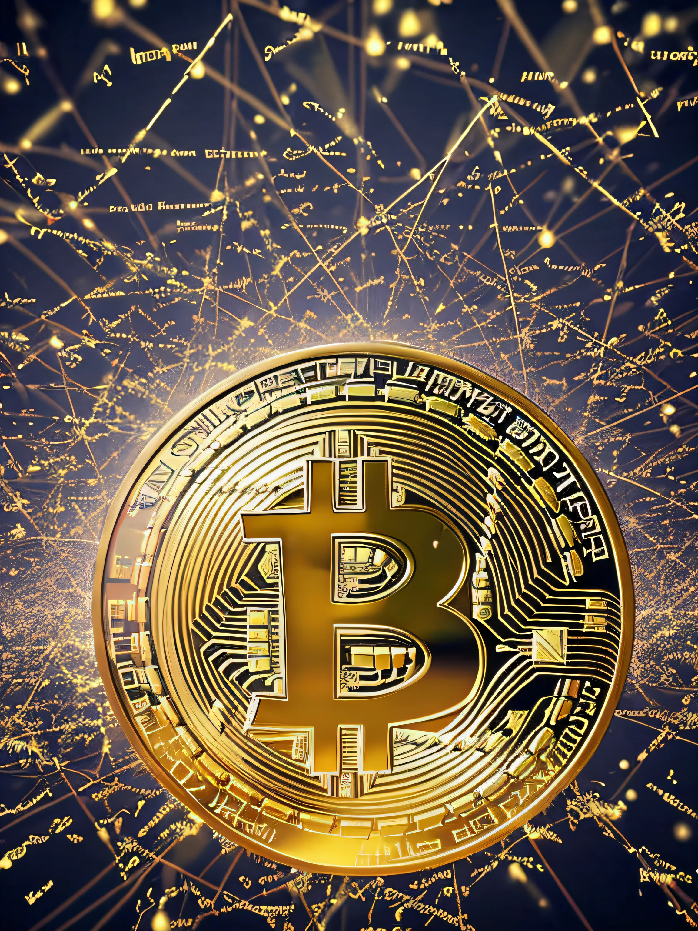 Bitcoin symbol, chaotic atmosphere