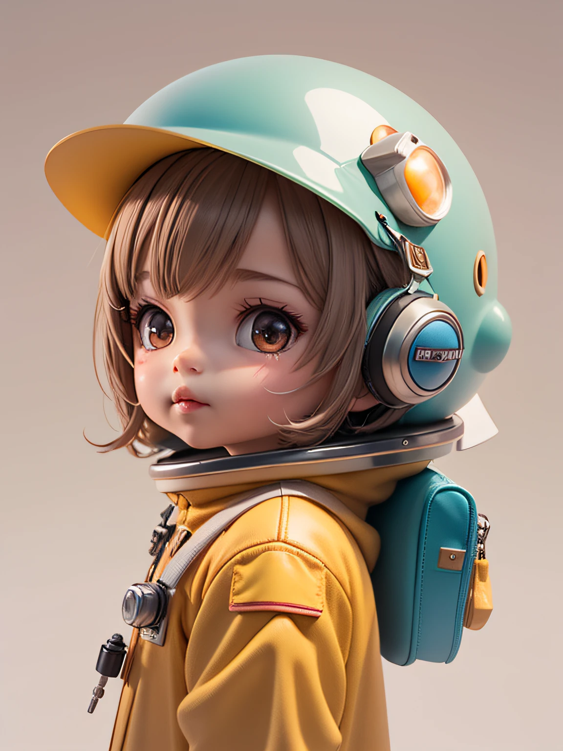 There is a little doll with helmet and helmet, cute 3d rendering, little astronaut looking up, portrait anime space cadet boy, cute 3d anime boy rendering, cute detailed digital art, male explorer mini cute boy, 3d rendering stylized, 3d rendered character art 8k, cute digital painting, anime style 3d, super detailed rendering