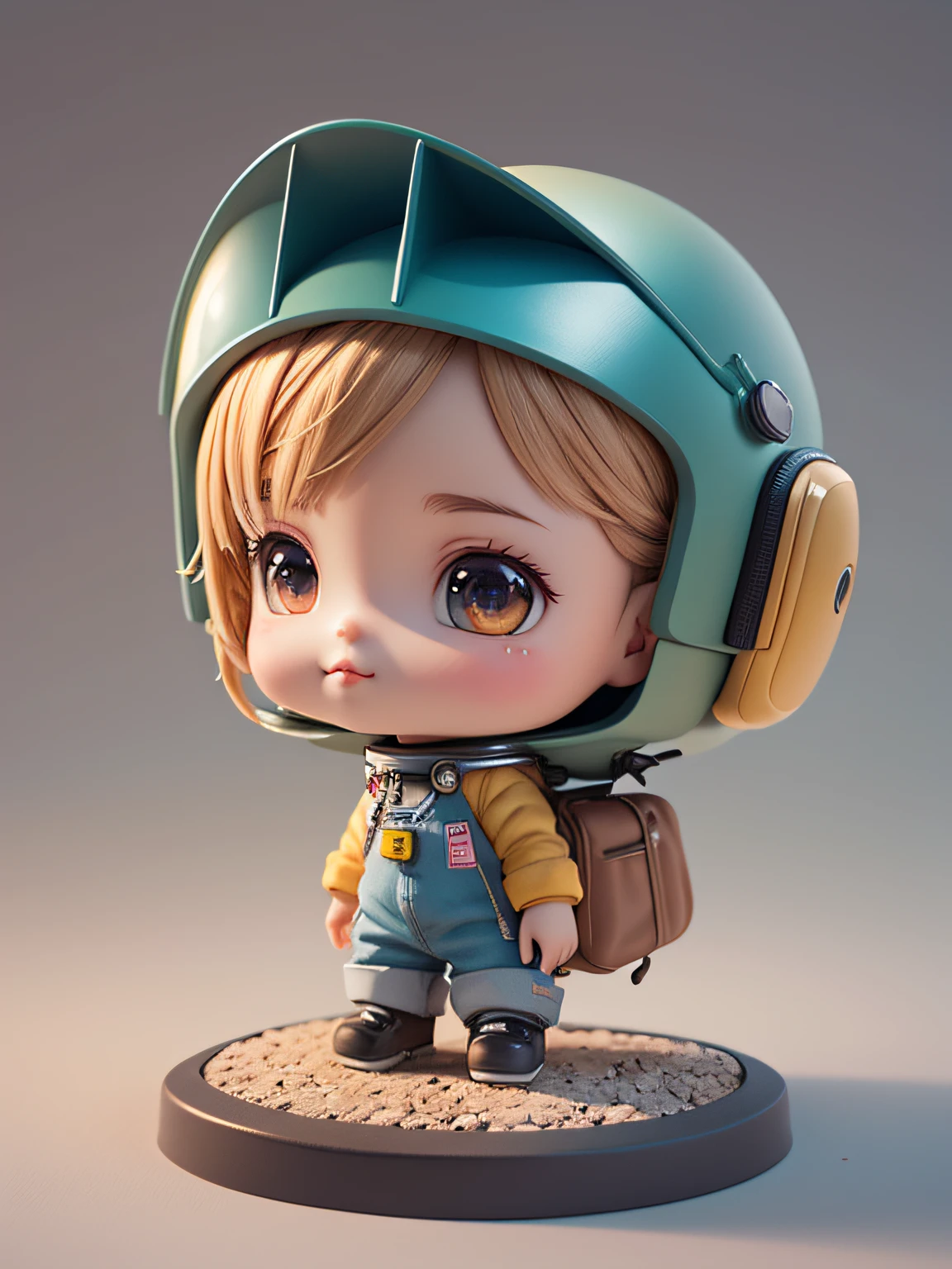 There is a little doll with helmet and helmet, cute 3d rendering, little astronaut looking up, portrait anime space cadet boy, cute 3d anime boy rendering, cute detailed digital art, male explorer mini cute boy, 3d rendering stylized, 3d rendered character art 8k, cute digital painting, anime style 3d, super detailed rendering
