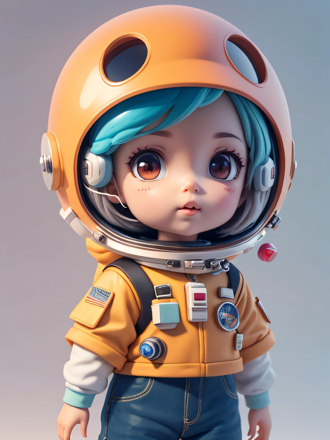 There is a little doll with helmet and helmet, cute 3d rendering, little astronaut looking up, portrait anime space cadet boy, cute 3d anime boy rendering, cute detailed digital art, male explorer mini cute boy, 3d rendering stylized, 3d rendered character art 8k, cute digital painting, anime style 3d, super detailed rendering