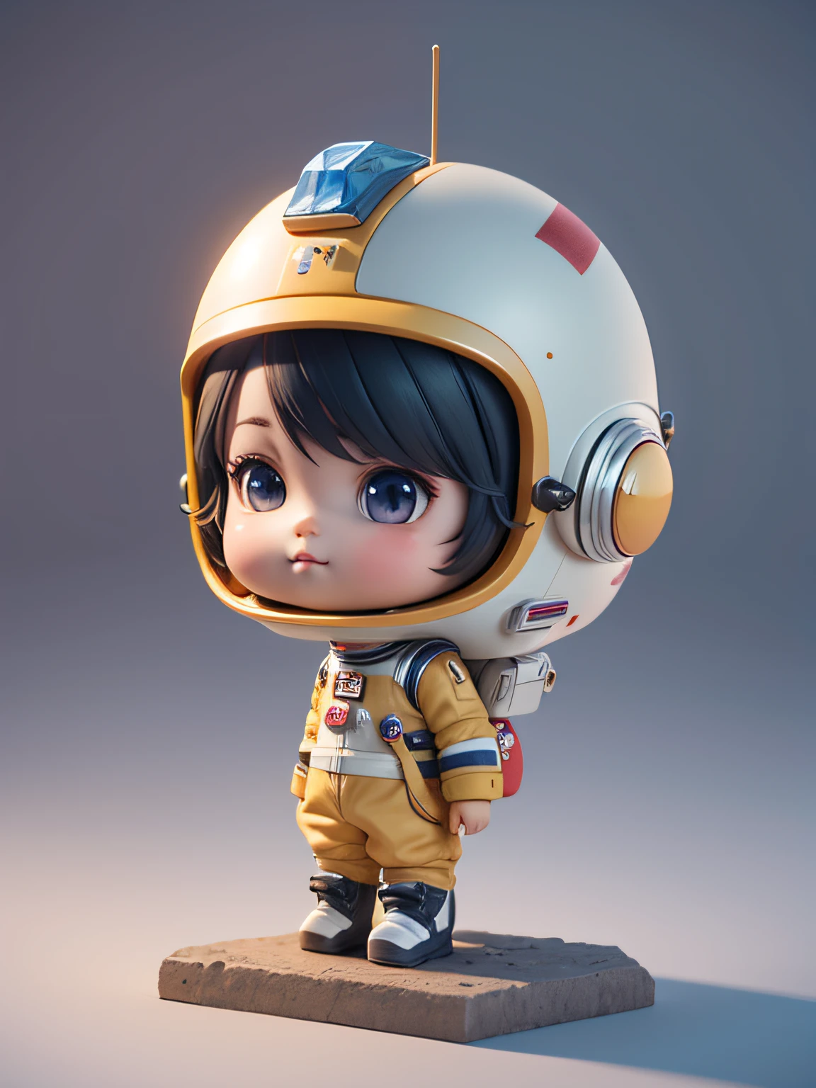 There is a little doll with helmet and helmet, cute 3d rendering, little astronaut looking up, portrait anime space cadet boy, cute 3d anime boy rendering, cute detailed digital art, male explorer mini cute boy, 3d rendering stylized, 3d rendered character art 8k, cute digital painting, anime style 3d, super detailed rendering