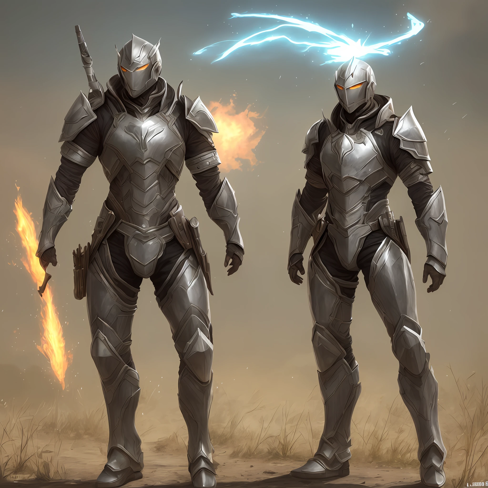 Demi-human,tall,light armor,with aura around --auto