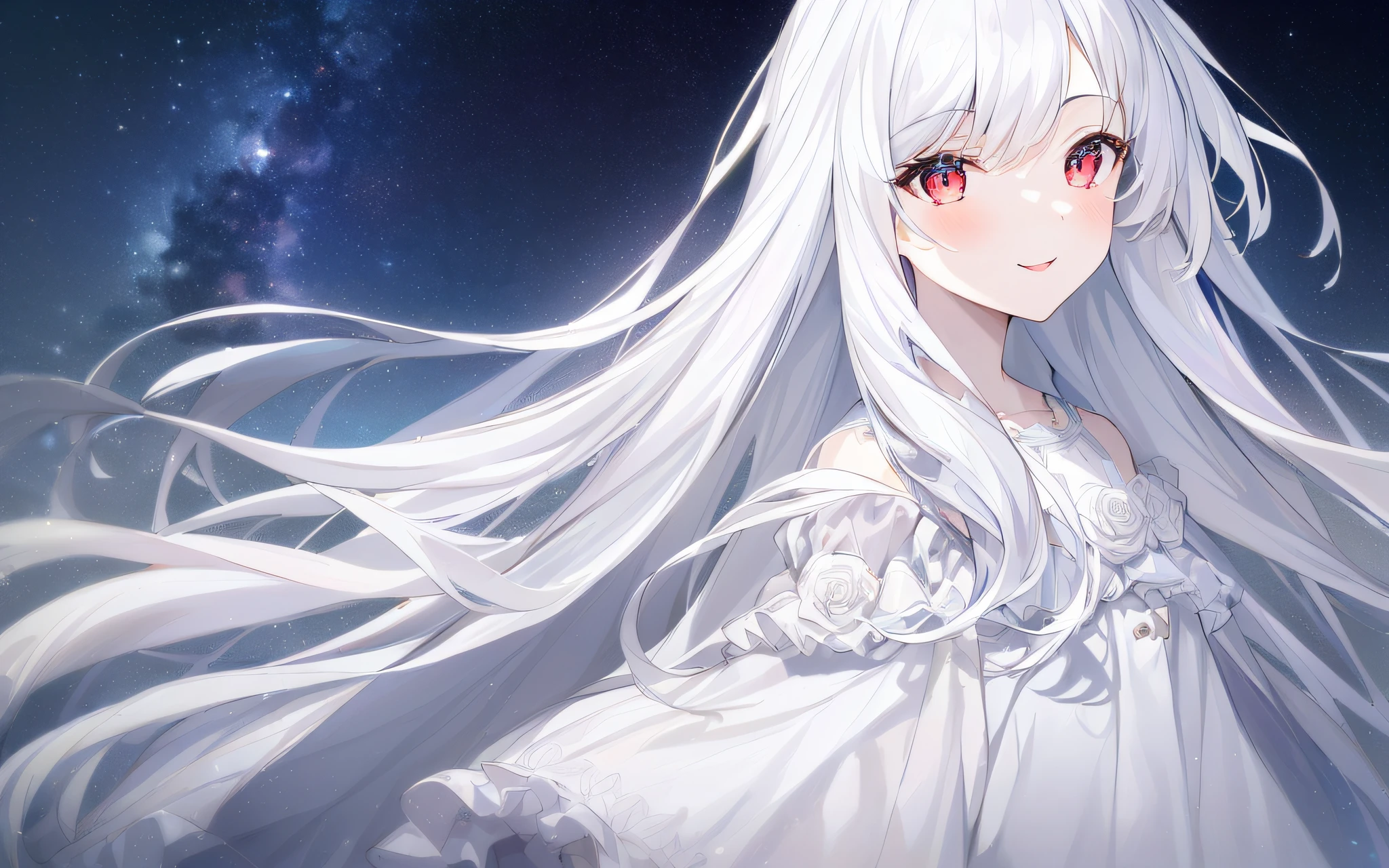 1girl, full body, denim photo, (Rembrandt), illustration, (masterpiece), (best quality), (ultra_detailed), finely detail, (Depth of field), gloves, long hair, star\ (symbol\), looking at viewer, (Silver hair:1.2), red eyes, upper body, hair ornament, :p, frills, pink shirt, smile, sleeveless, shirt, idol, symbol-shaped pupils, hands up, brags smile, sleeveless, shirt, idol, hands up, bangs, side up, arms up, skirt pulling, roaring twenties, isometric, seen from above, sky, flowers, cliffs，