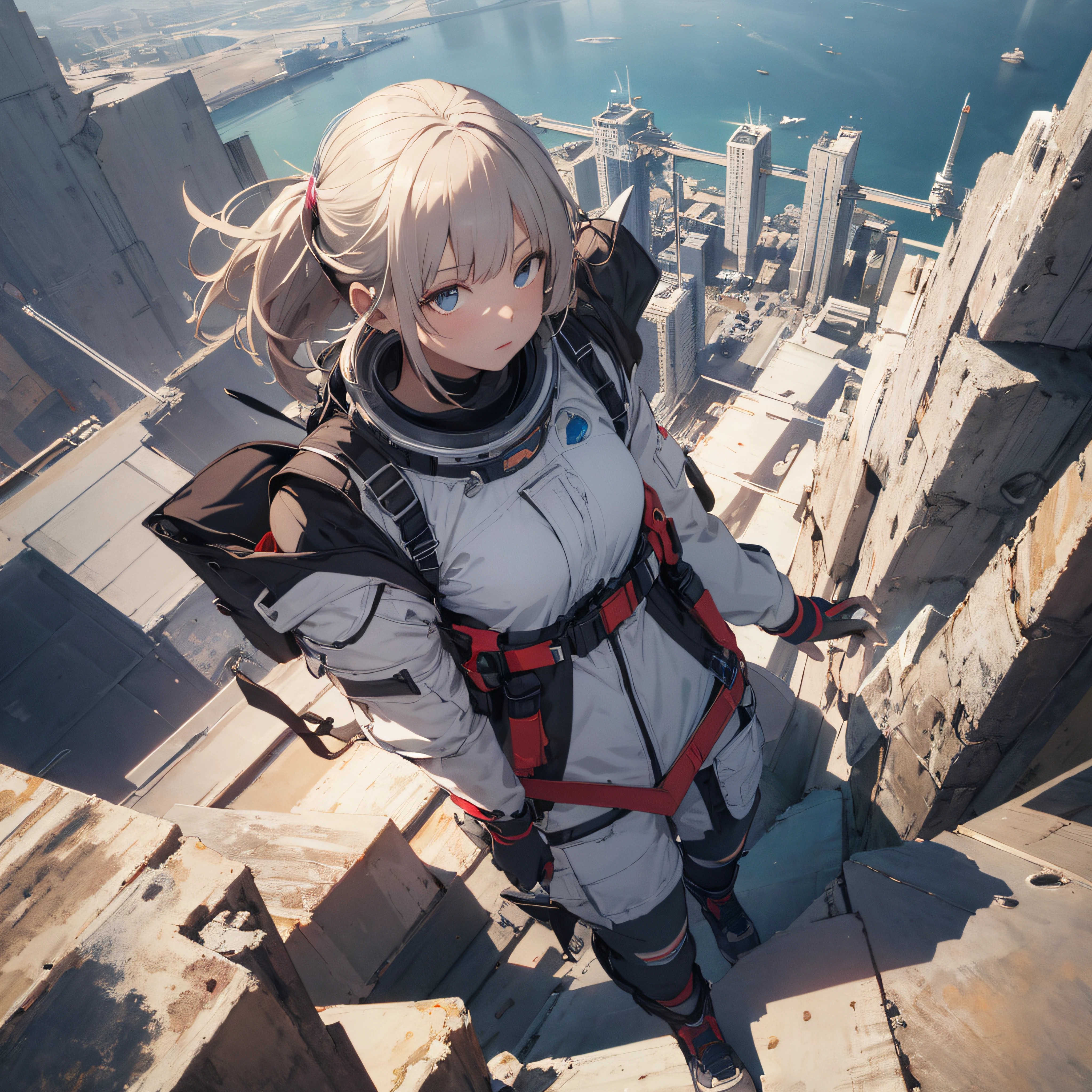 absurd res, high res, (masterpiece:1.4), ultra-detailed, 1girl, from above, space, floating
