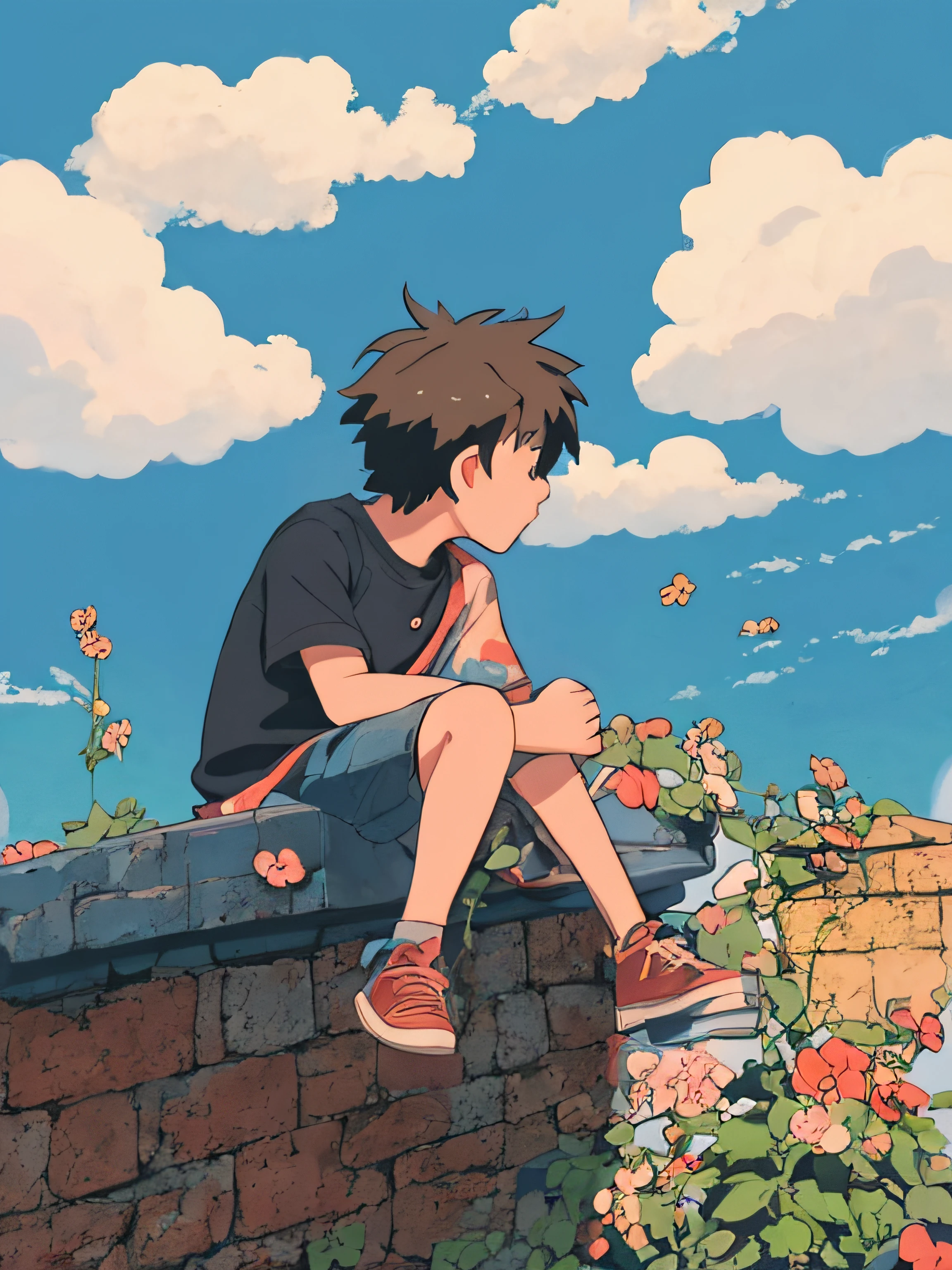 anime boy sitting on a ledge with stuffed animals, cute art style, lofi artstyle, cute detailed digital art, anime aesthetic, cute anime, high quality anime artstyle, anime boy, anime artstyle, cute detailed artwork, soft anime illustration, lofi girl, lofi aesthetic, lofi art, lofi, cute artwork, high quality fanart, illustrated anime