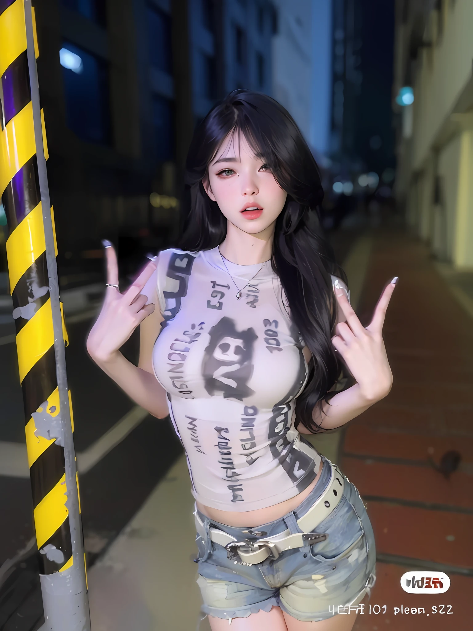 (hyperrealistic), (illustration), (high resolution), (8K), (extremely detailed), (best illustration), (beautiful detailed eyes), (best quality), (ultra-detailed), (masterpiece), (wallpaper), (detailed face), solo 1 girl, white wavy hair, korean, heterochromic eyes, small moles under the eyes, loose white shirt, yoga pants, big breasts, long legs, tight abs, camel toes, dynamic pose