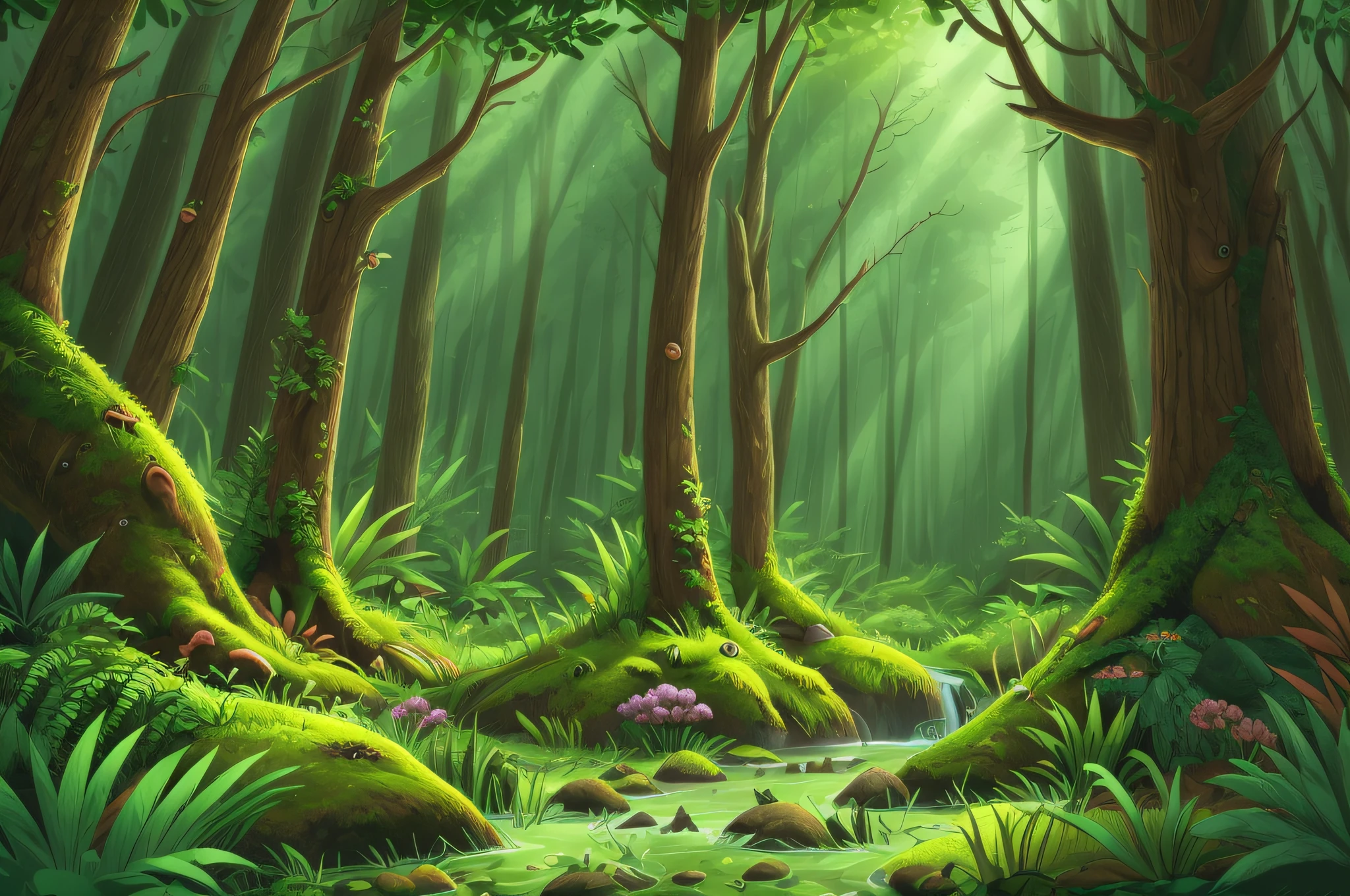 background with a dense forest