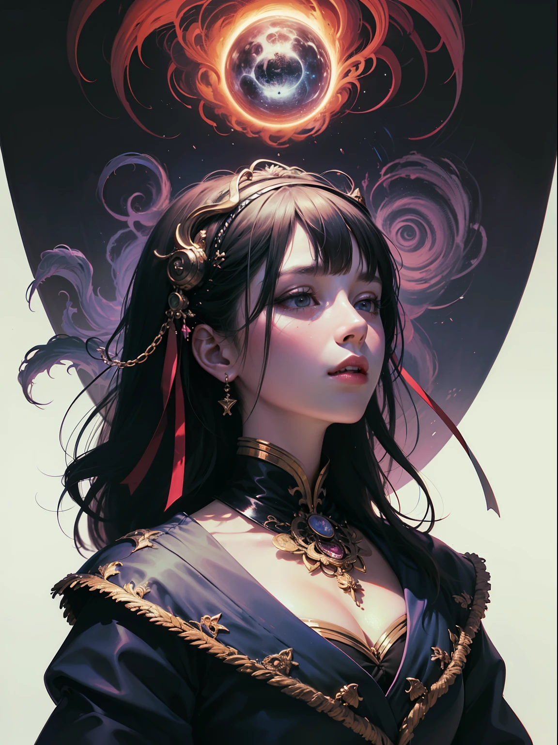 official art, unity 8k wallpaper, ultra detailed, beautiful and aesthetic, masterpiece, best quality, (zentangle, mandala, tangle, entangle), (fractal art:1.3) , 1girl, extremely detailed, dynamic angle, , elegant, purple colours, grunge style, vivid colours, romanticism, by james jean, roby dwi antono, ross tran, francis bacon, michal mraz, adrian ghenie, petra cortright, gerhard richter, takato yamamoto, ashley wood, atmospheric