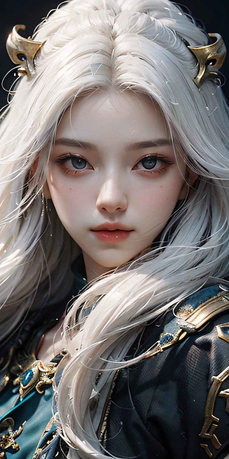 Close-up of a woman with white hair and white mask, beautiful figure painting, Guvitz, Guwiz style artwork, white-haired god, Yang J, vista, half-body, epic exquisite character art, stunning character art, Fan Qi, Wu Zhun Shifan, Gu Wiz in Pixiv Art Station