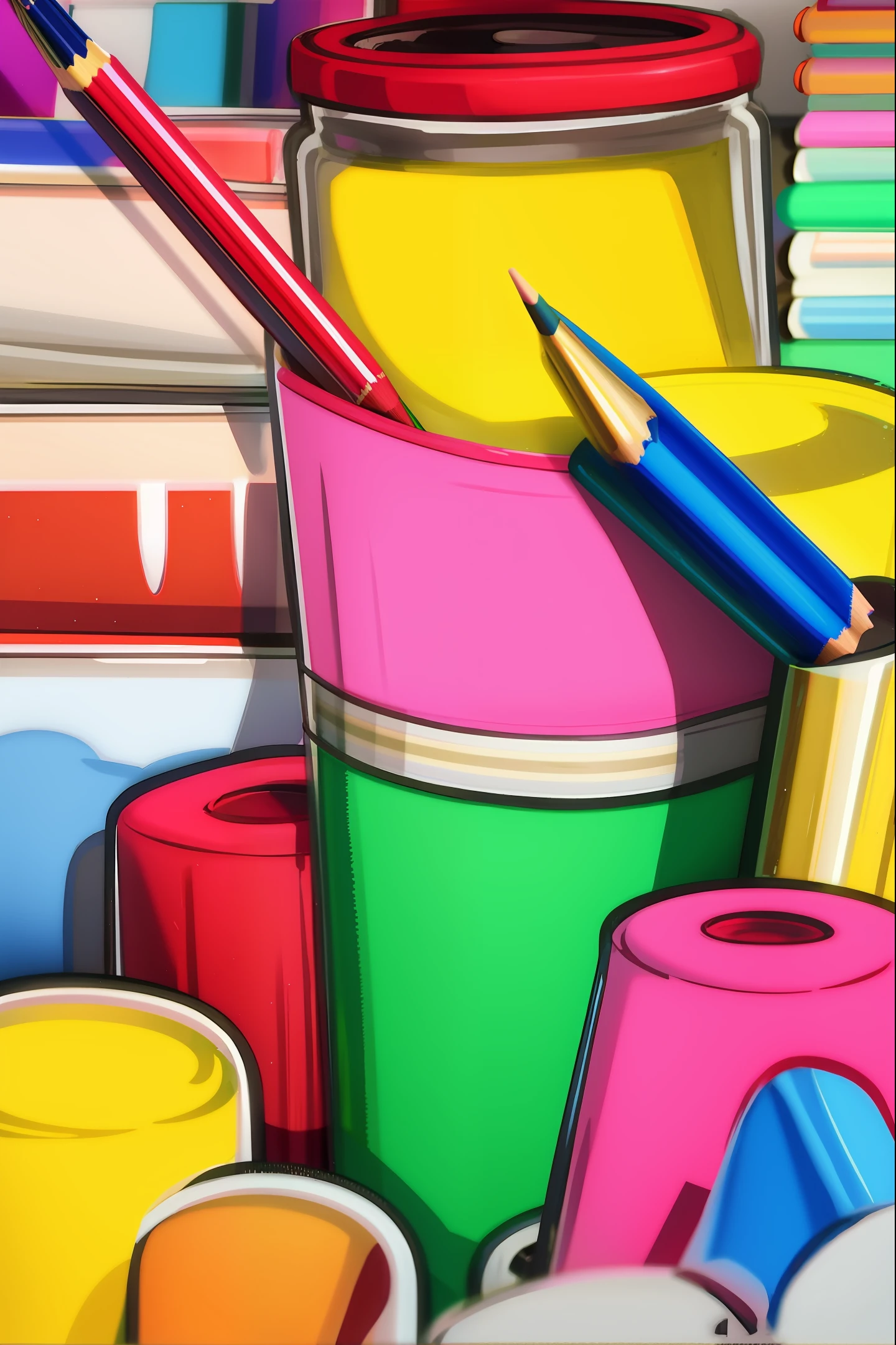 Cartoon drawing colored pencils