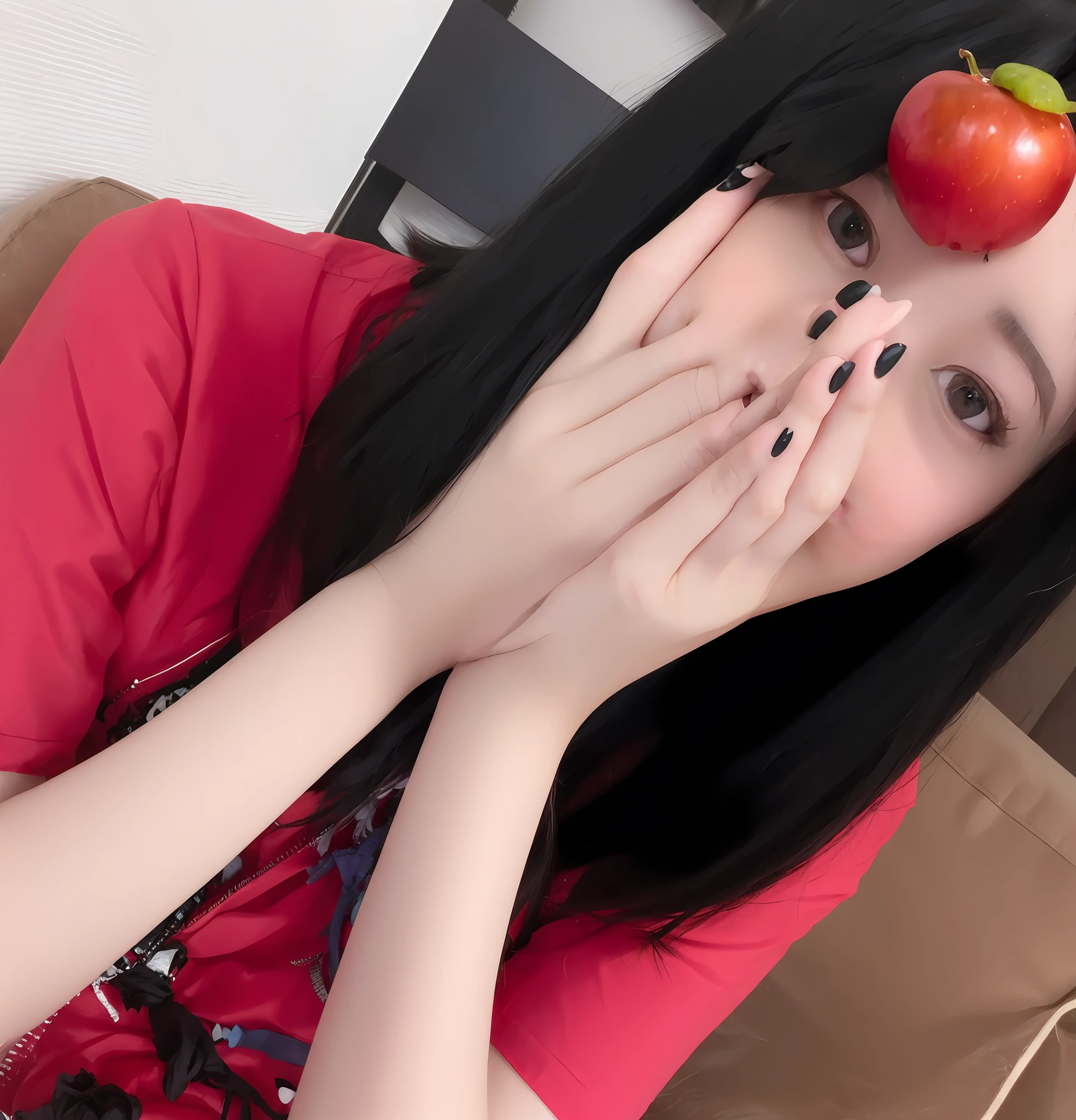 there is a woman with a black hair and a black shirt, sui ishida with black hair, chiho, with index finger, shikamimi, with short hair, 奈良美智, the hime cut, junko enoshima, けもの, 1 7 - year - old anime goth girl