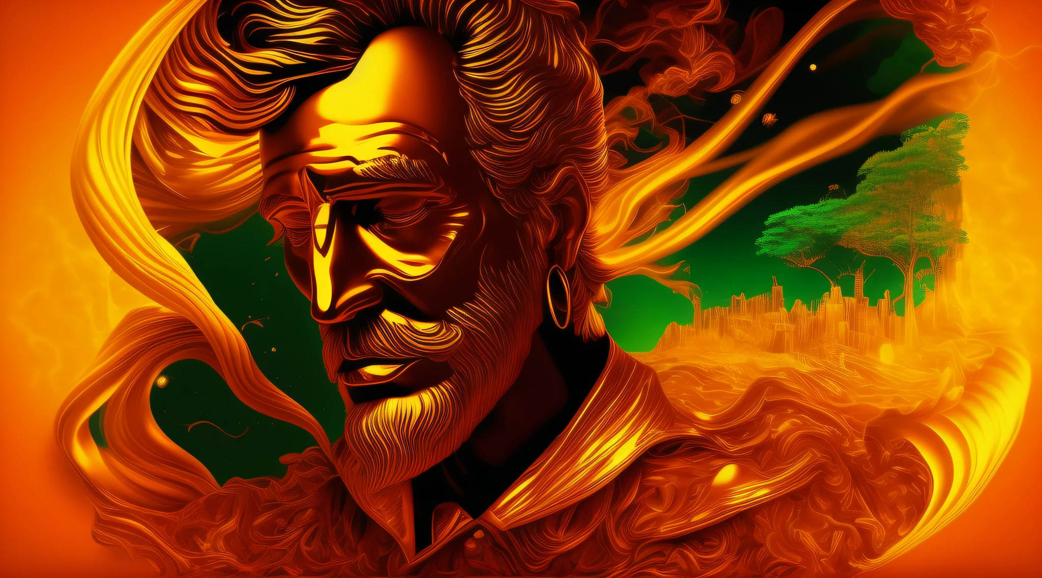 Man of Gold, DMT Art style, wallpaper 4k
