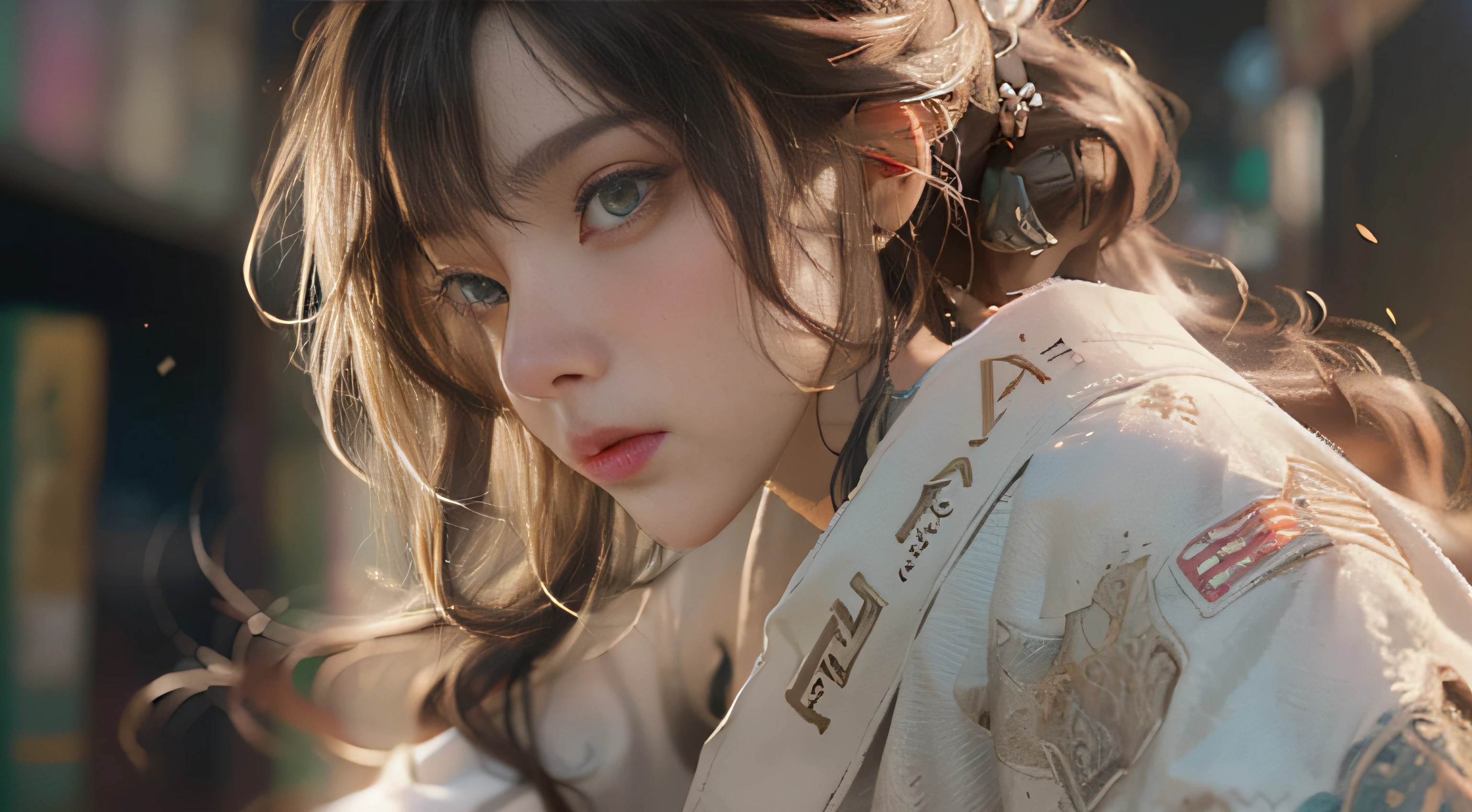 ((best best quality)), ((MasterPiece)), (Detail:1.4), 3D, A beautiful cyberpunk female image,HDR(high dynamic range),RayTrace,nvidia rtx,The ultra-Resolution,Unreal 5,Subsurface scattering、pbr texturing、postprocessing、Anisotropic Filtering、depth offield、Maximum Clarity and Clarity、Many-Layer Textures、Albedo and Specular map、Surface coloring、Mitsu-Accurate simulation of material interactions、Perfect Scale、octanerendering、Two-colored light、large aperture、low ISO、white balance、Rule of Thirds、8K RAW、beautiful bright pupils,flowing robe,Fine pupils,Detailed face and eyes,Long Lashes,Blushlush,voluminous hair,Tender red lips