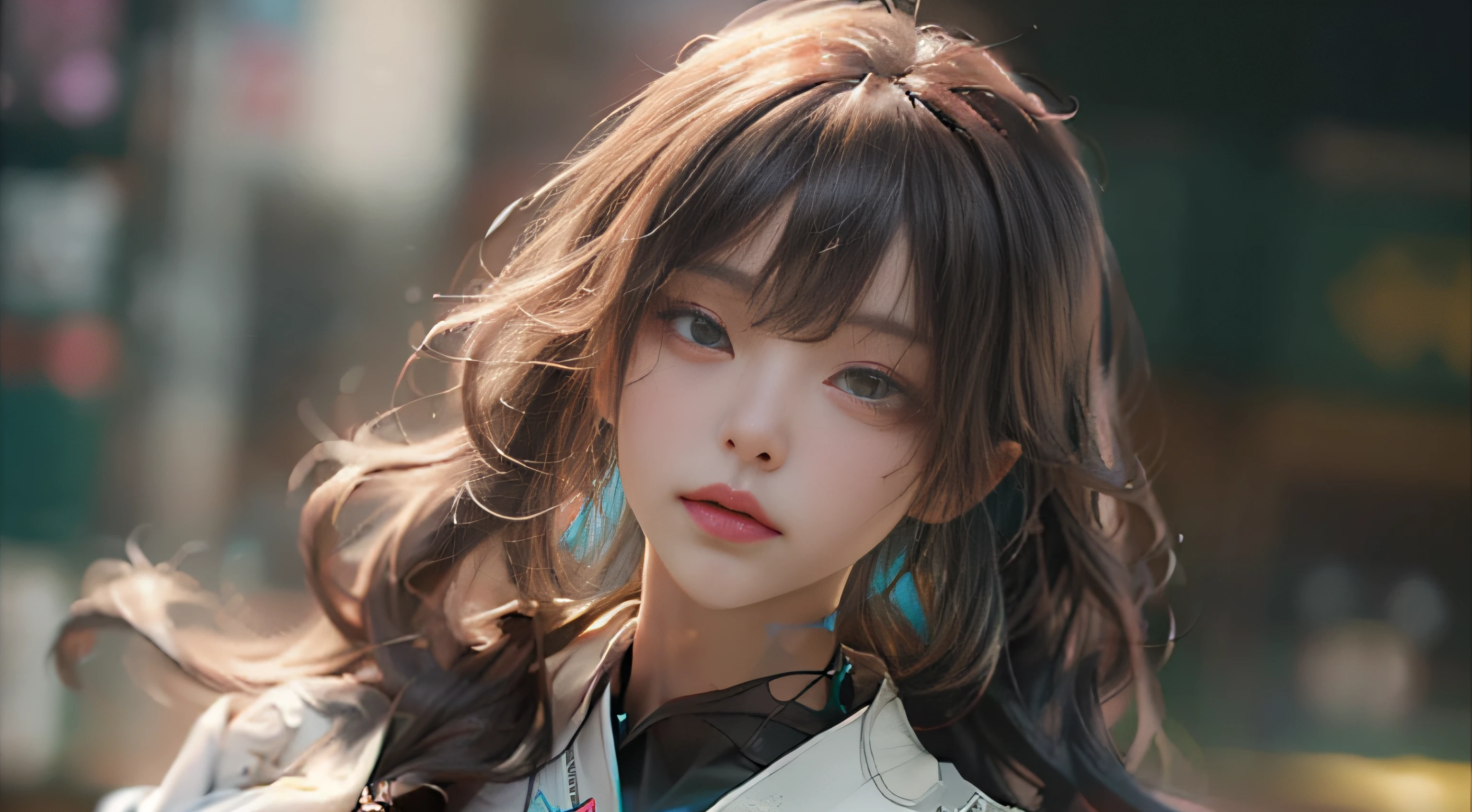 ((best best quality)), ((MasterPiece)), (Detail:1.4), 3D, A beautiful cyberpunk female image,HDR（high dynamic range）,RayTrace,nvidia rtx,The ultra-Resolution,Unreal 5,Subsurface scattering、pbr texturing、postprocessing、Anisotropic Filtering、depth offield、Maximum Clarity and Clarity、Many-Layer Textures、Albedo and Specular map、Surface coloring、Mitsu-Accurate simulation of material interactions、Perfect Scale、octanerendering、Two-colored light、large aperture、low ISO、white balance、Rule of Thirds、8K RAW、beautiful bright pupils，flowing robe，Fine pupils，Detailed face and eyes，Long Lashes，Blushlush，voluminous hair，Tender red lips