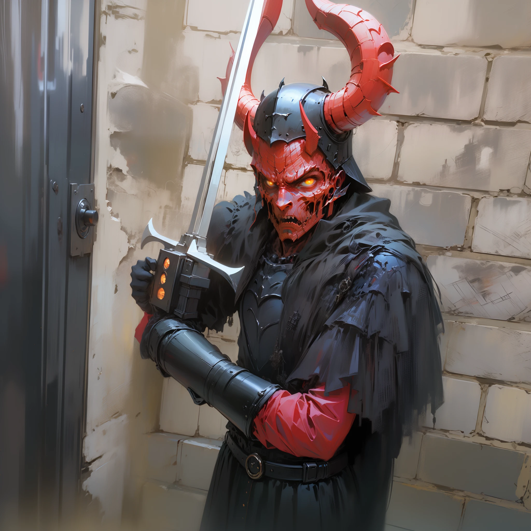 Demon Black Knight, Castle at Night, Gothic Realistic ,4k, , Yellow Eyes