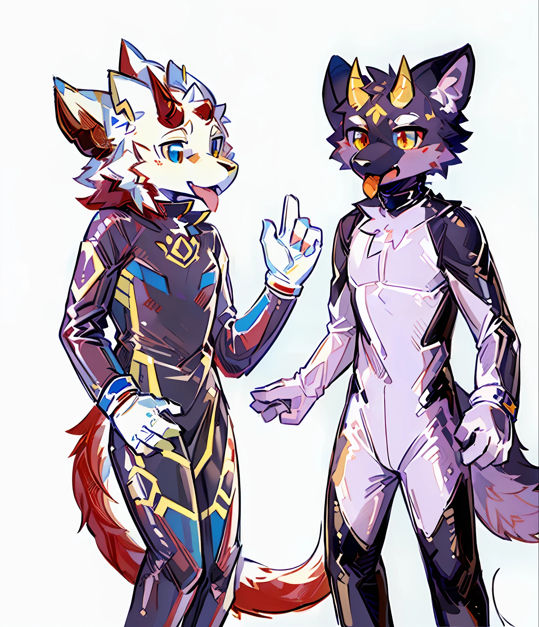 Furry Committee, Furry Art!, Furry Furry Art Council, Professional Furry Drawing, High Resolution Committee, Flsona Art, Committee Art, Fursona Committee, Furry Anime, Furry Tail, Full Body Commission, High Quality Fan Art, Latex Set, Mouth Open, Latex Combat Suit, Tights, Clothes Close-Fit, White Gloves, Yellow Horns, Red Horns