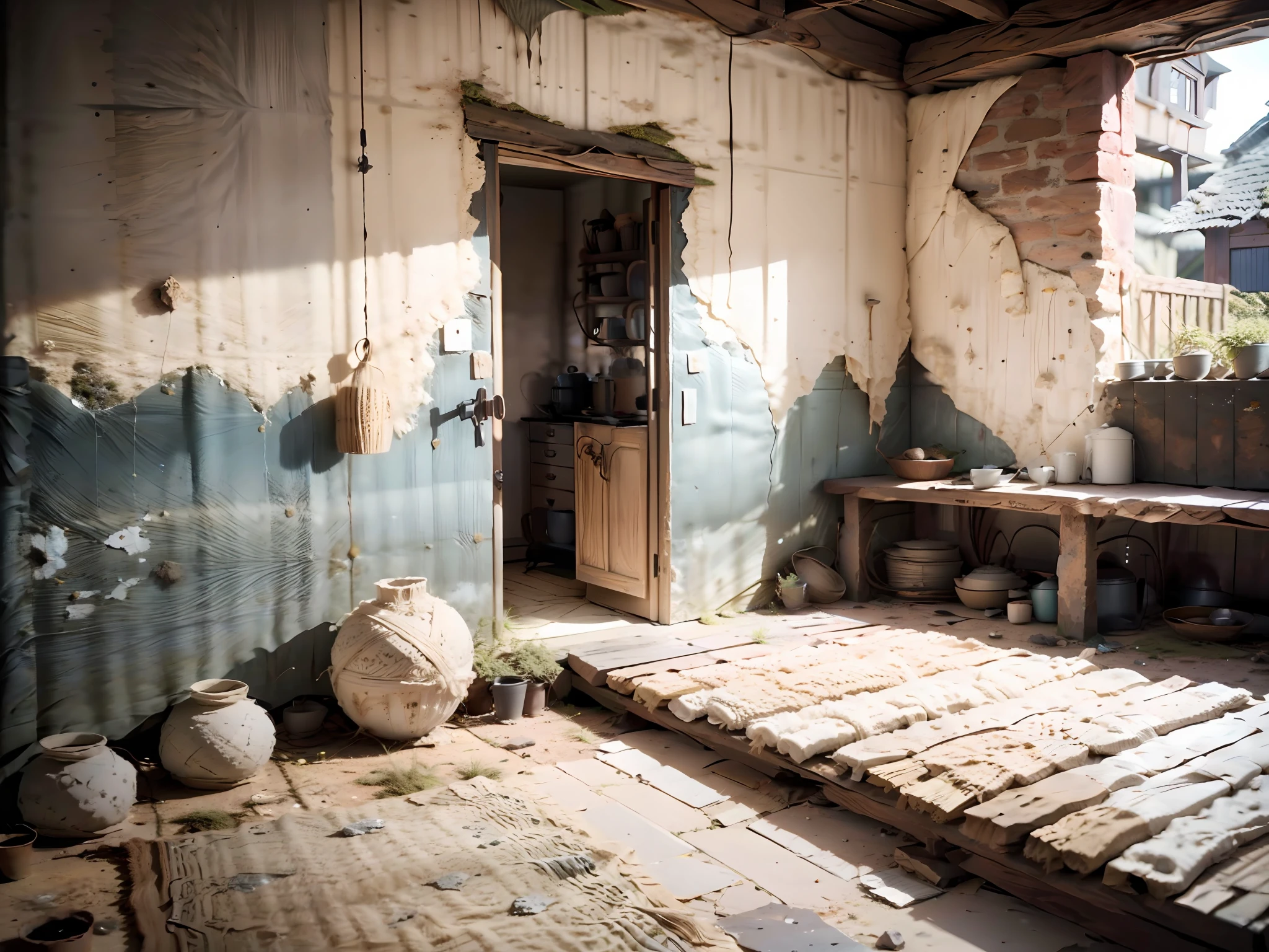 HD 8K Photo Level High Quality Wabi Sabi White White Rough Cement Wall Rough Dilapidated Natural materials, minimalist design, natural colors, ancient wear, irregularities and asymmetry, rustic handicrafts, simple and meaningful furnishings.