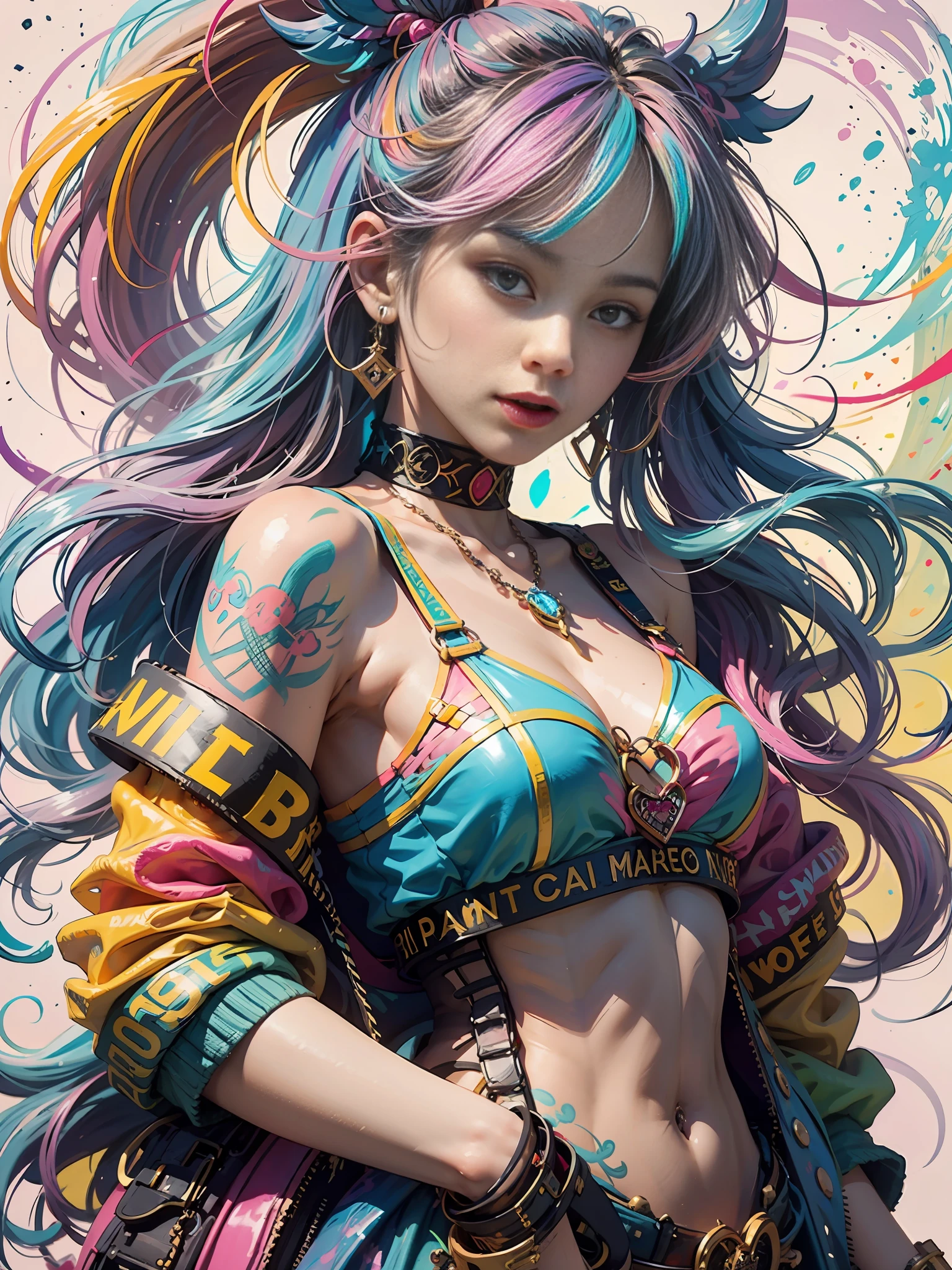 A Girl，rossdraws pastel vibrant, colorful fashion, rossdraws cartoon vibrant, colorful，]", colorful pastel, colorful aesthetic, colorful，, colorful sketch, colorful clothing, colorful clothes, soda themed girl, coloful, colorful digital painting, cute colorful adorable, color illustration, artgerm colorful!!!, colorful dream