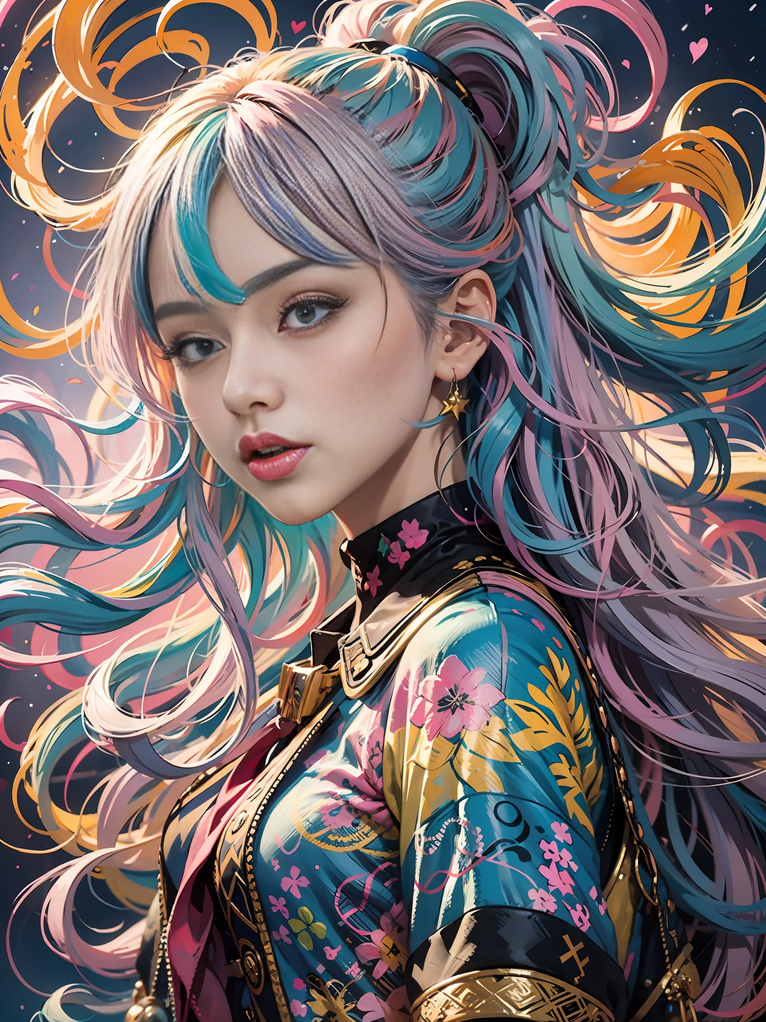 A Girl，rossdraws pastel vibrant, colorful fashion, rossdraws cartoon vibrant, colorful，]", colorful pastel, colorful aesthetic, colorful，, colorful sketch, colorful clothing, colorful clothes, soda themed girl, coloful, colorful digital painting, cute colorful adorable, color illustration, artgerm colorful!!!, colorful dream