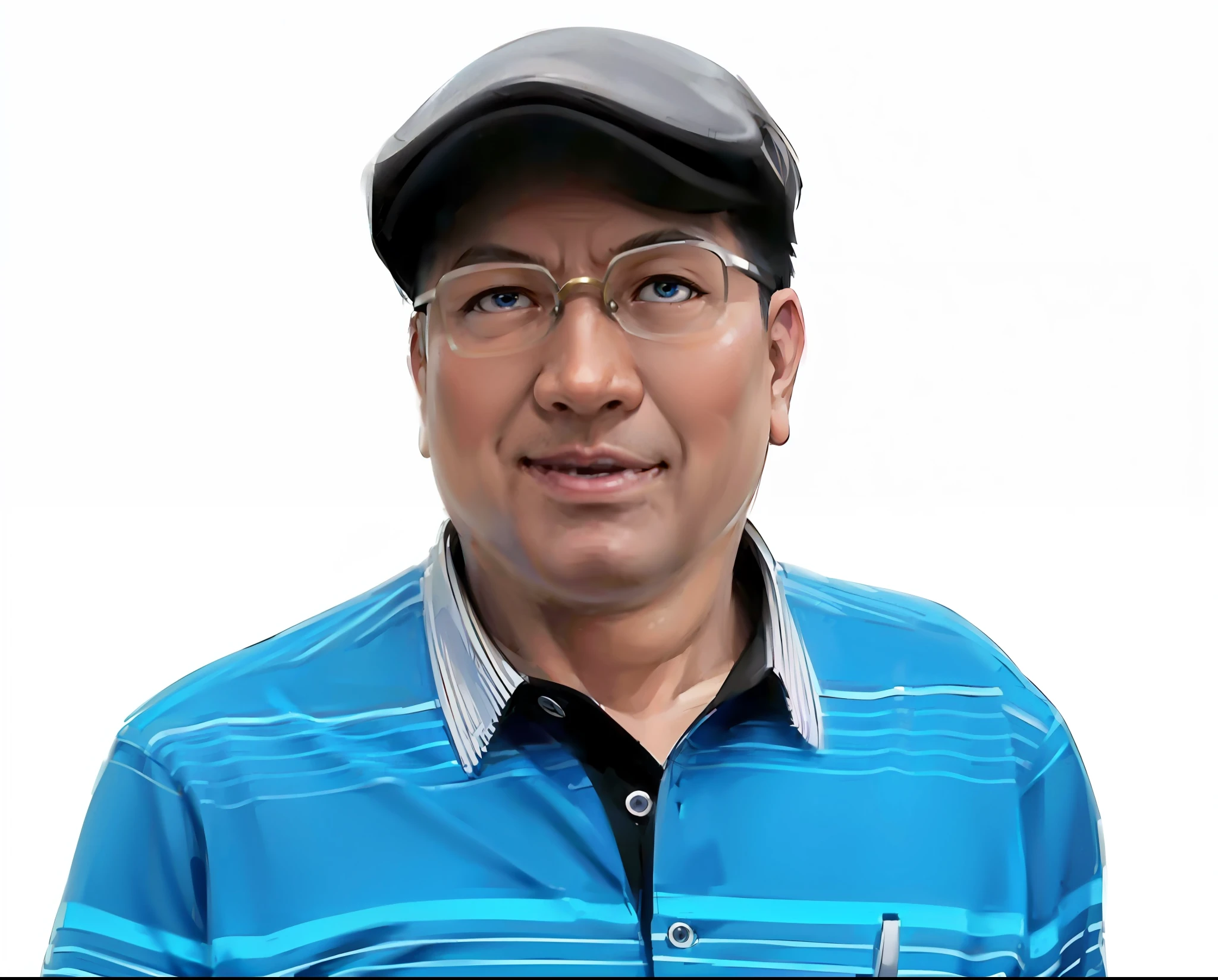 (Masterpiece), (Best Quality: 1.0), (Ultra High Resolution: 1.0), Detailed Illustration, 8K, 1Boy, Anime Boy, Chubby, Fat, Chubby, Blue Suit Wearing, Smile, Detailed Face, Asian Face, Japanese, Oriental Face, Perfect Face, Anime Eyes, Detailed Eyes, Golden Slim Glasses, Black Eyes, Glare, Detailed Hair, Short Black Hair, Hair Highlights, Very Detailed, Anime Style, Soft Light