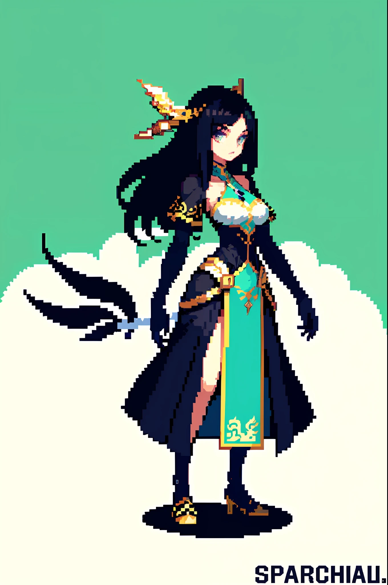 (Masterpiece, Best Quality, Best Quality), Pixel, Pixel Art, One Girl, Full Body, Dark Fantasy