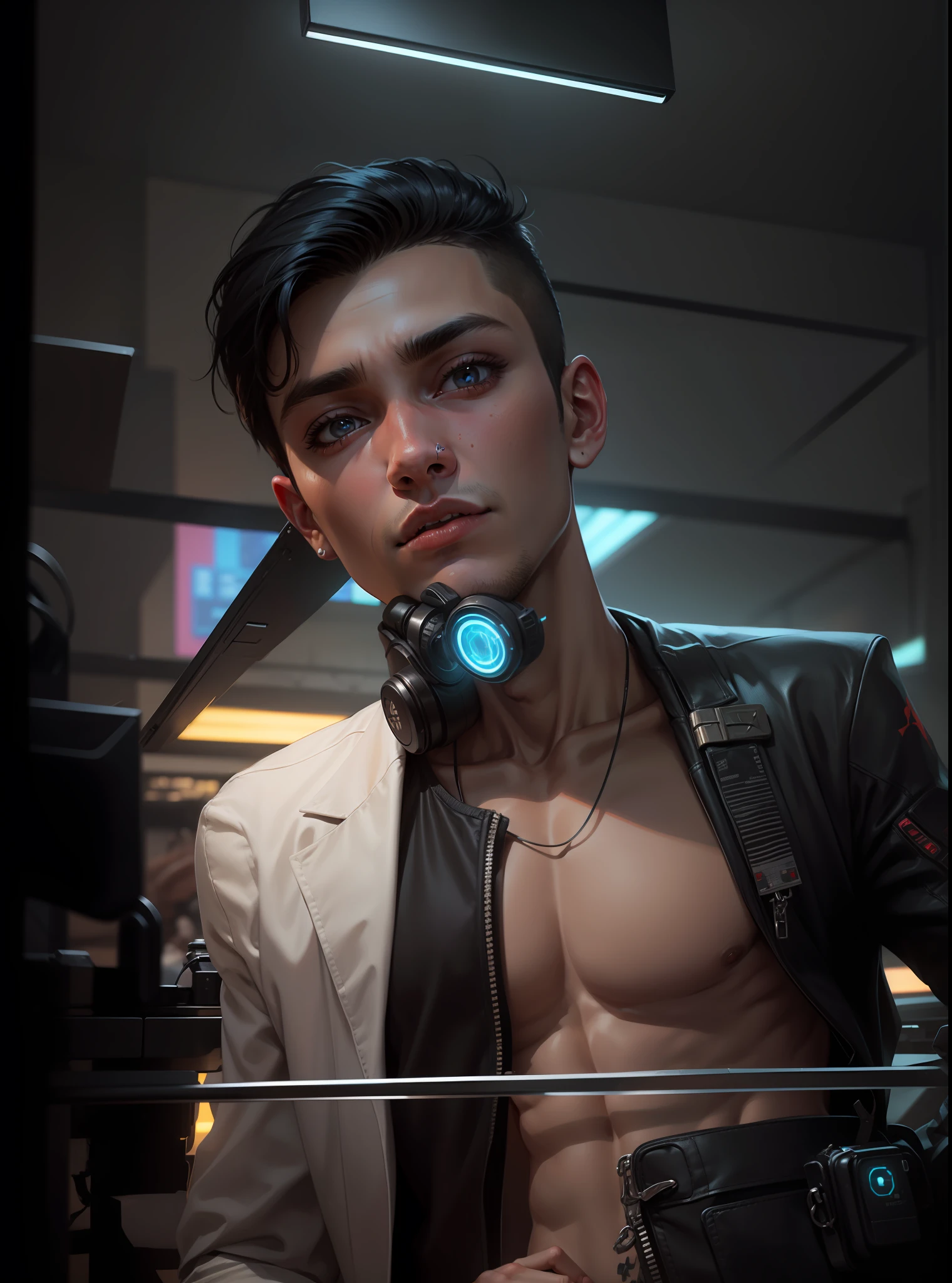 Change background cyberpunk handsome boy , 8k , realistic