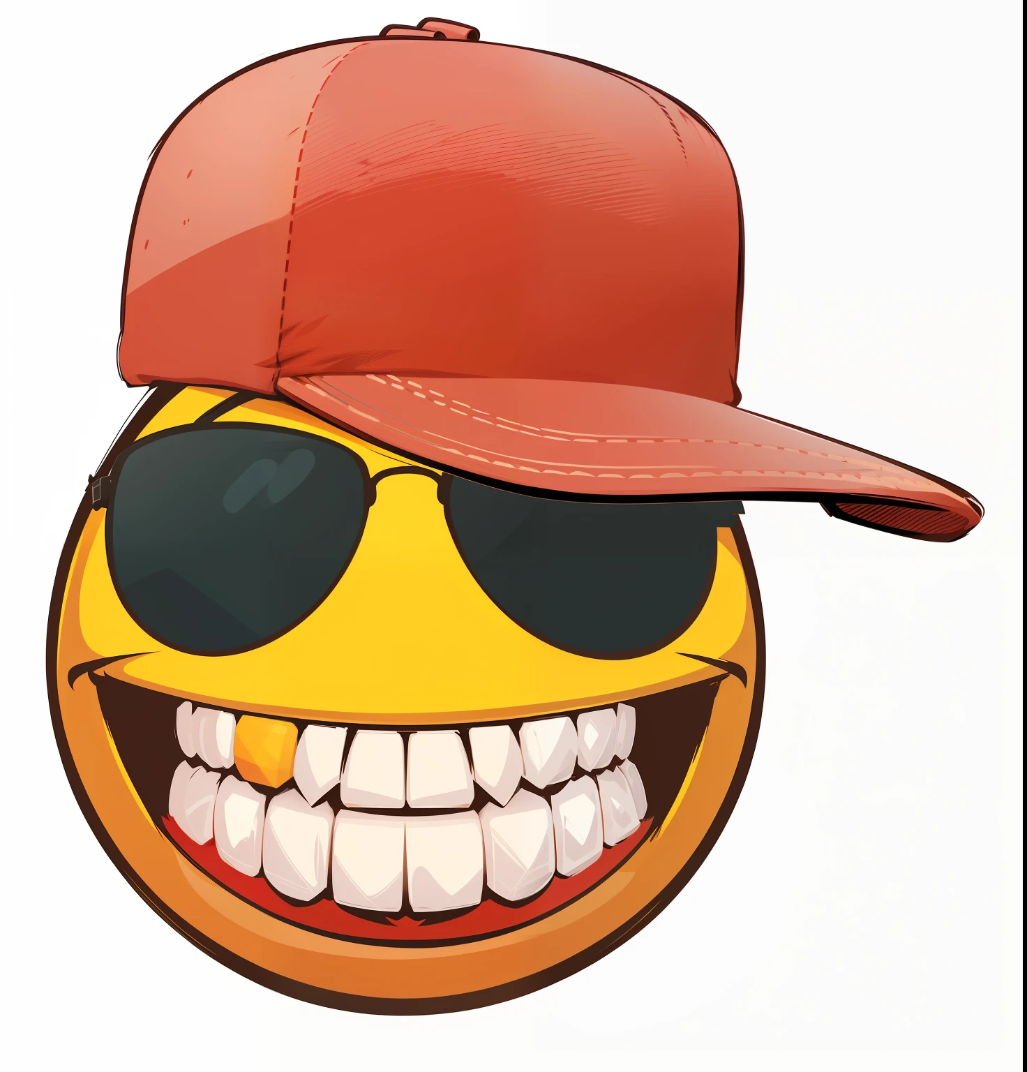 Smile Cap Sunglasses Vector, Vectorized, 2D, Draw --auto