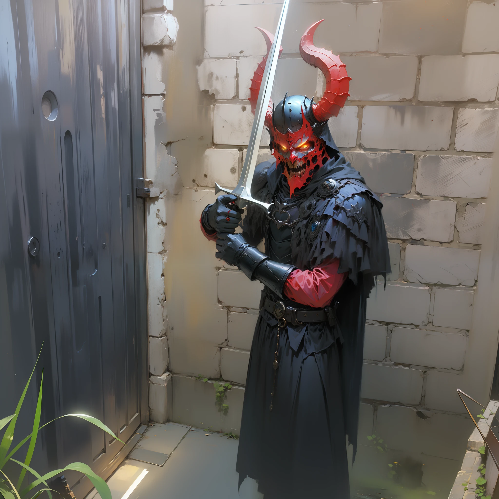 Demon Black Knight, Castle at Night, Gothic Realistic ,4k, , Yellow Eyes
