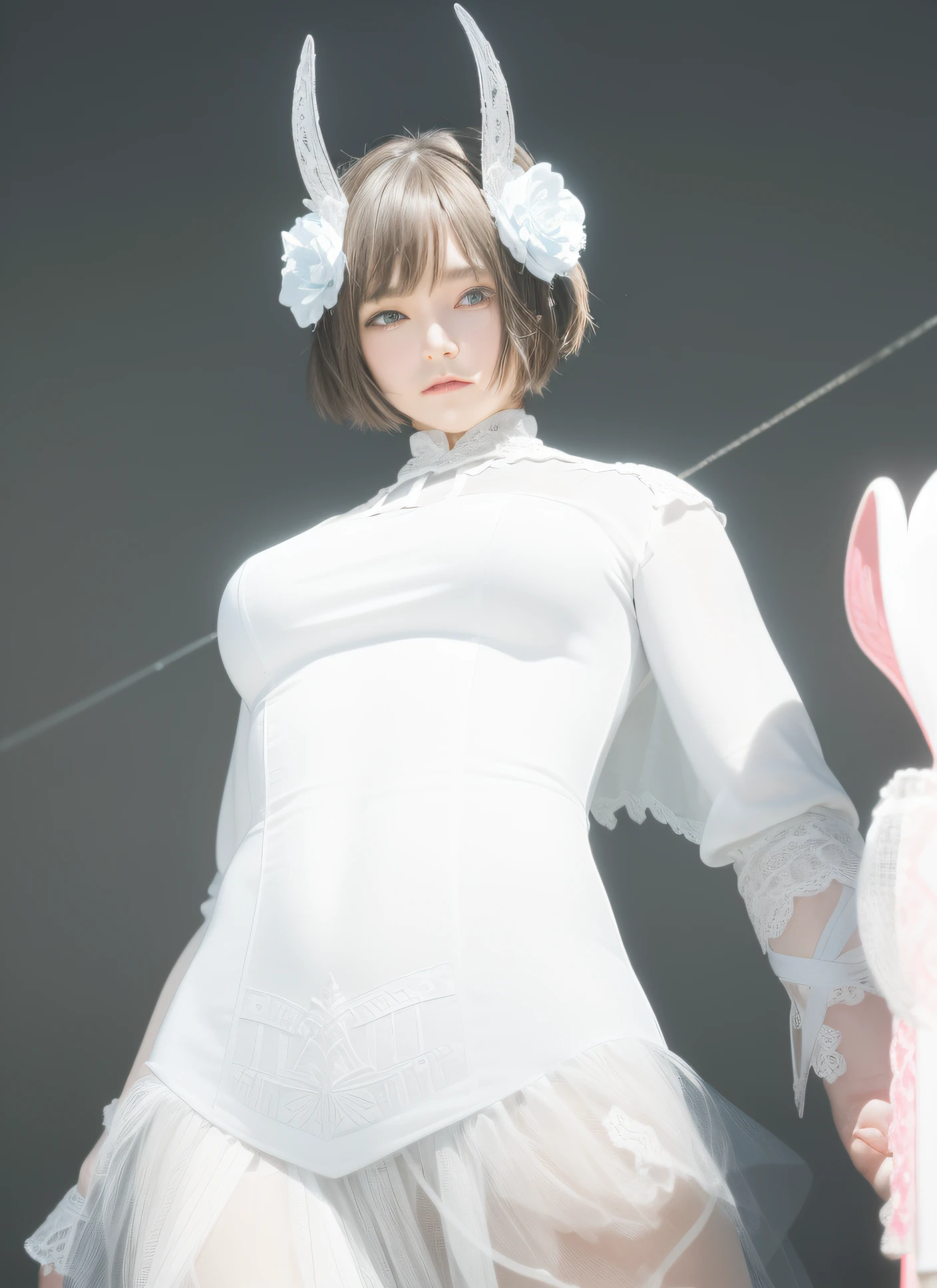 Cute Petite Kid small_star Kids Eyeliner Skin Dances Black fishnet_pantyhose, Garter Straps, Lace, Cross Lace Footwear, Frill Blouse Ribbon Trimming Sleeves), Bloomers [Background (Architecture, Stained Glass ((Gothic Architecture)) Church, (Castle), [Fantasy]] Stained Glass Candlestick Chain Iron Prison, St. Peter's Basilica, Vakican, portrait, +++
blue eyes
deep amber hair,
short hair
twin ponytails,
striped hair ,
dull bangs,
sideburns
gentle smile,
nasal blush ,
Standing head_tilt 
+++, ++++ Very Quality Very detailed deep silky health - Lack warm - Foundation - Soft skin High resolution, contrappost brilliance Spectacular photo shining like opal realistic ray trace depth of field hiqcgbody ++ faint lips, UC: realistic and cinematic lighting Movie angle Dynamic pose girl in front