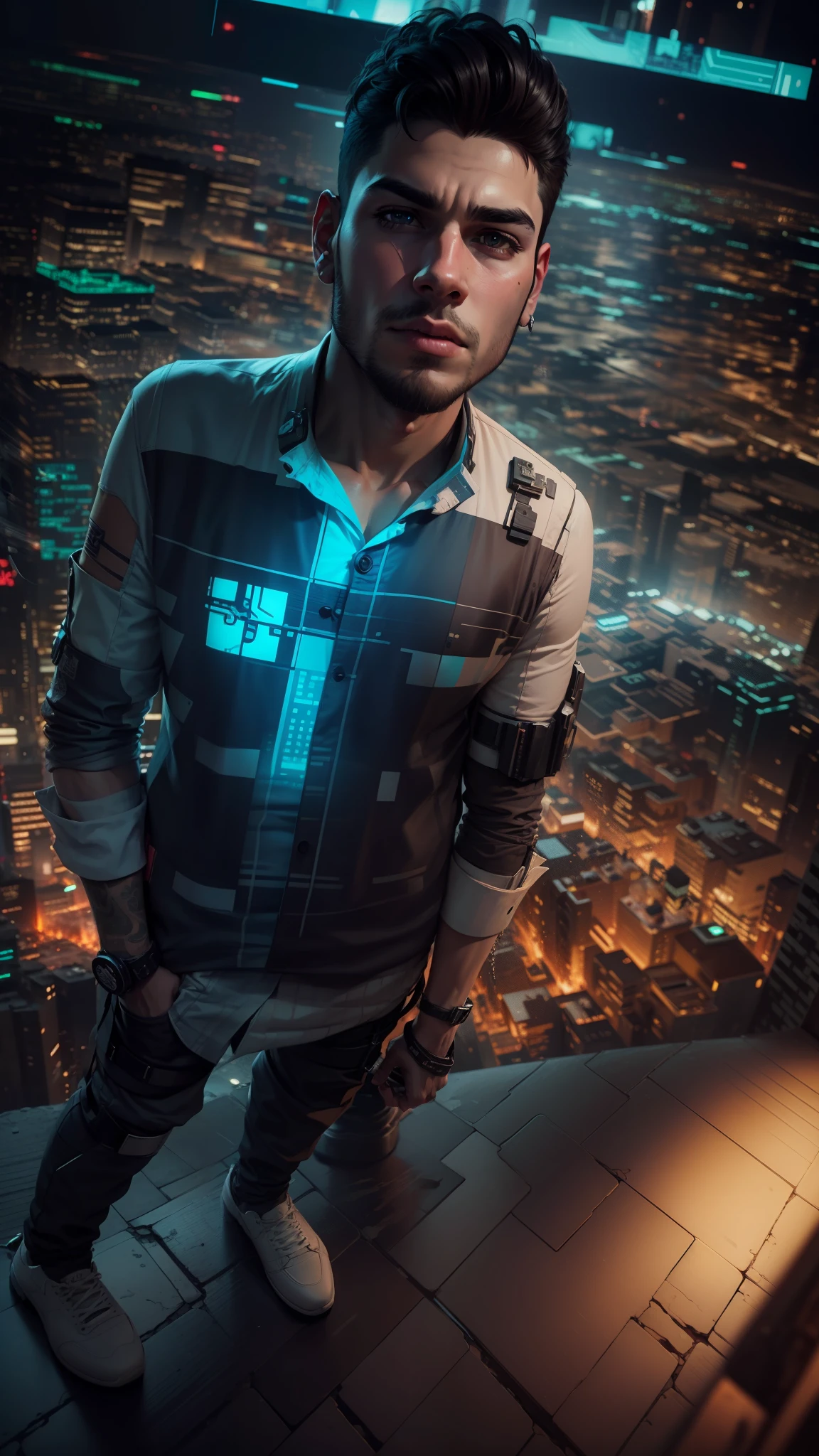 Change background cyberpunk handsome boy, realistic face, 8k, ultra realistic