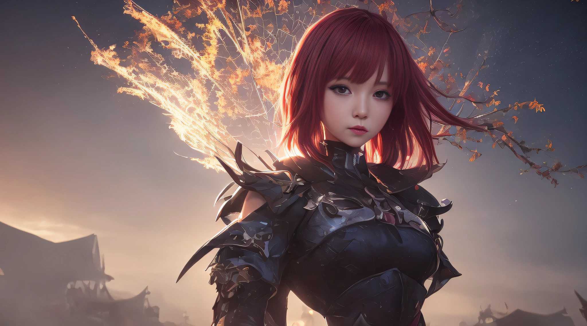 anime girl with red hair and a spider web in her hand, by Yang J, dark fantasy style art, 8k stunning artwork, 2. 5 d cgi anime fantasy artwork, 4k fantasy art, 8k high quality detailed art, 4k highly detailed digital art, anime fantasy artwork, dark fantasy art, ross tran 8 k, anime style 4 k